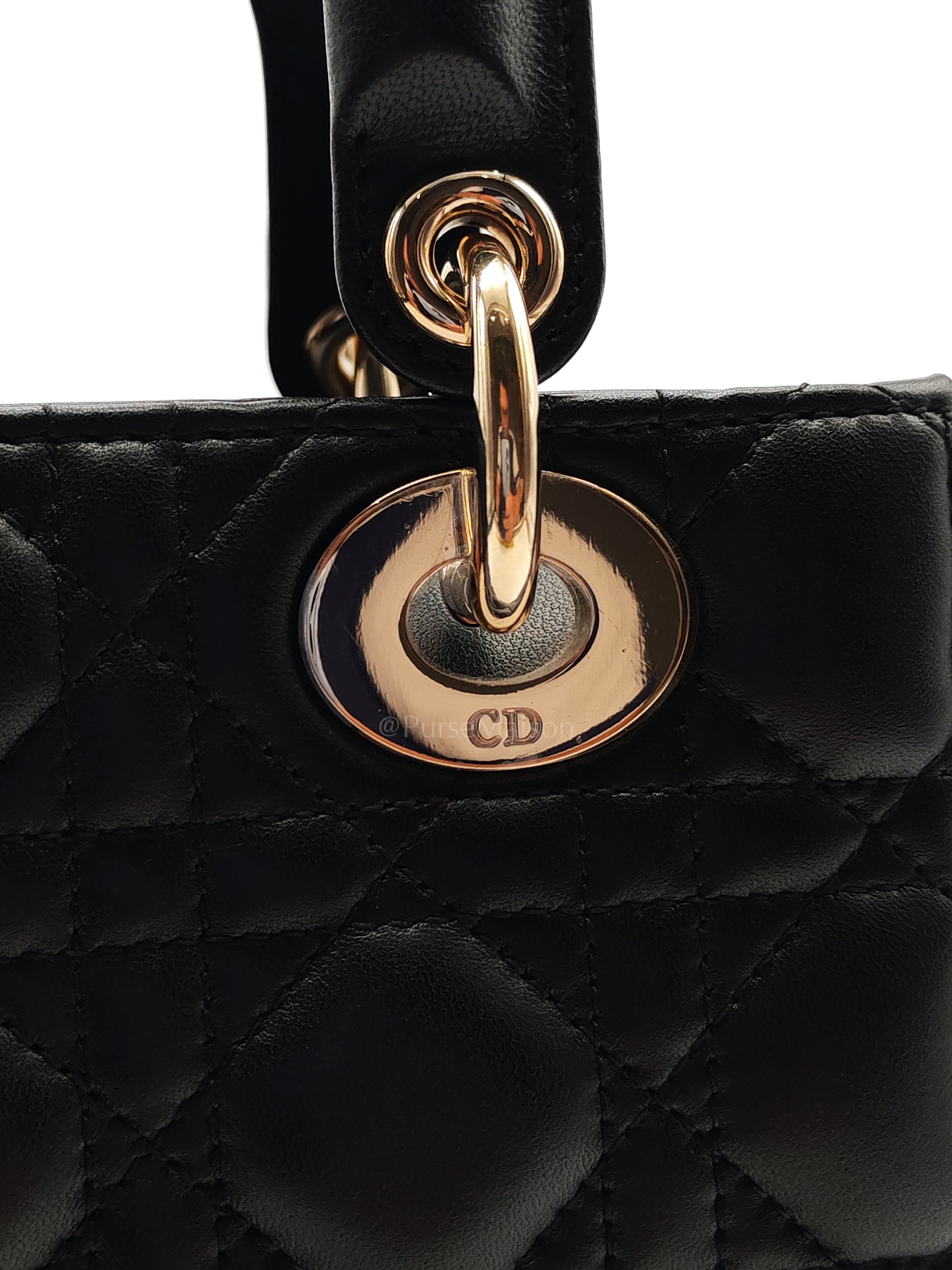 Lady Dior My ABCDior Small in Black Quilted Cannage Lambskin Leather & Light Gold Hardware | Purse Maison Luxury Bags Shop