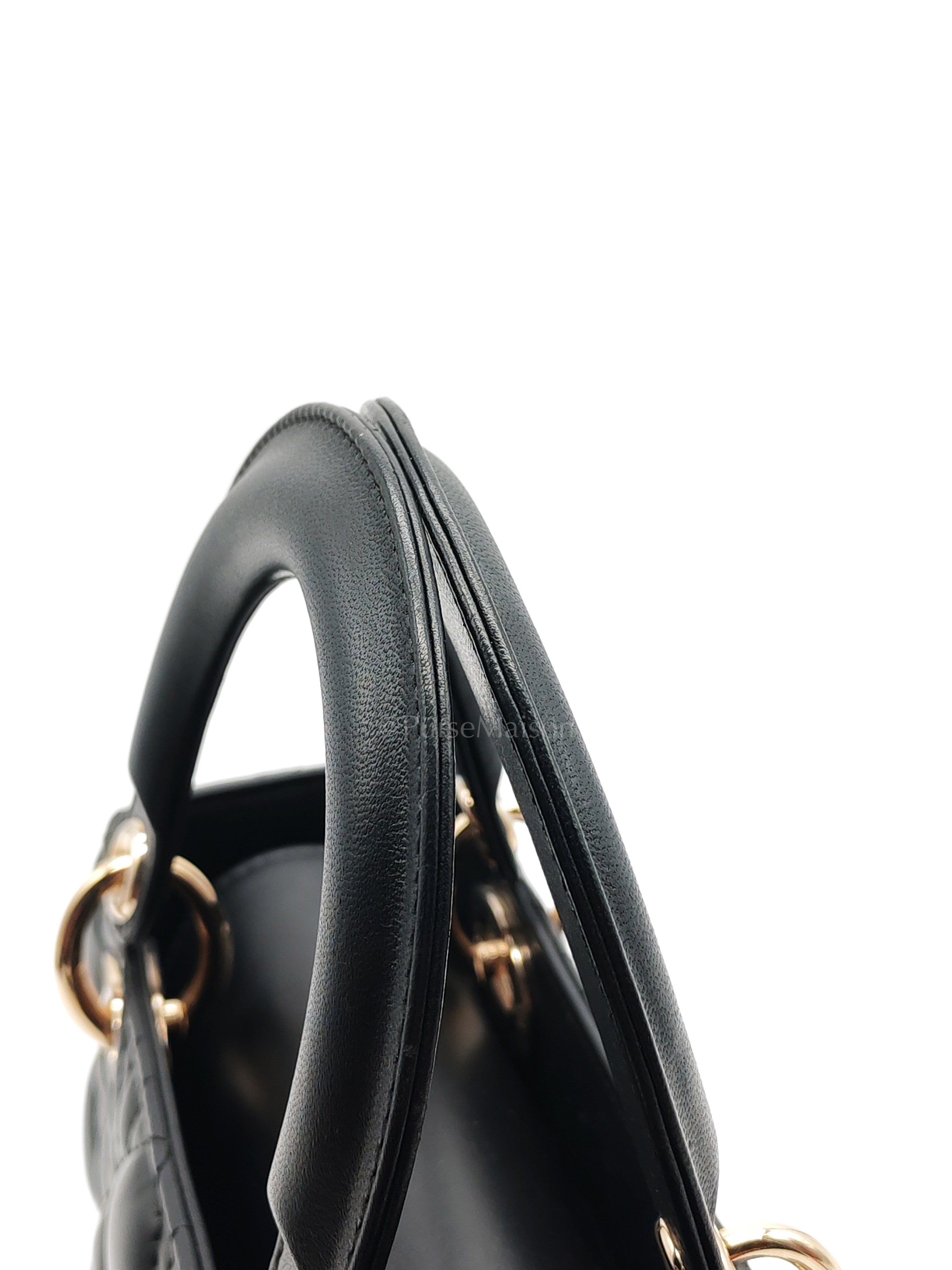 Lady Dior My ABCDior Small in Black Quilted Cannage Lambskin Leather & Light Gold Hardware | Purse Maison Luxury Bags Shop