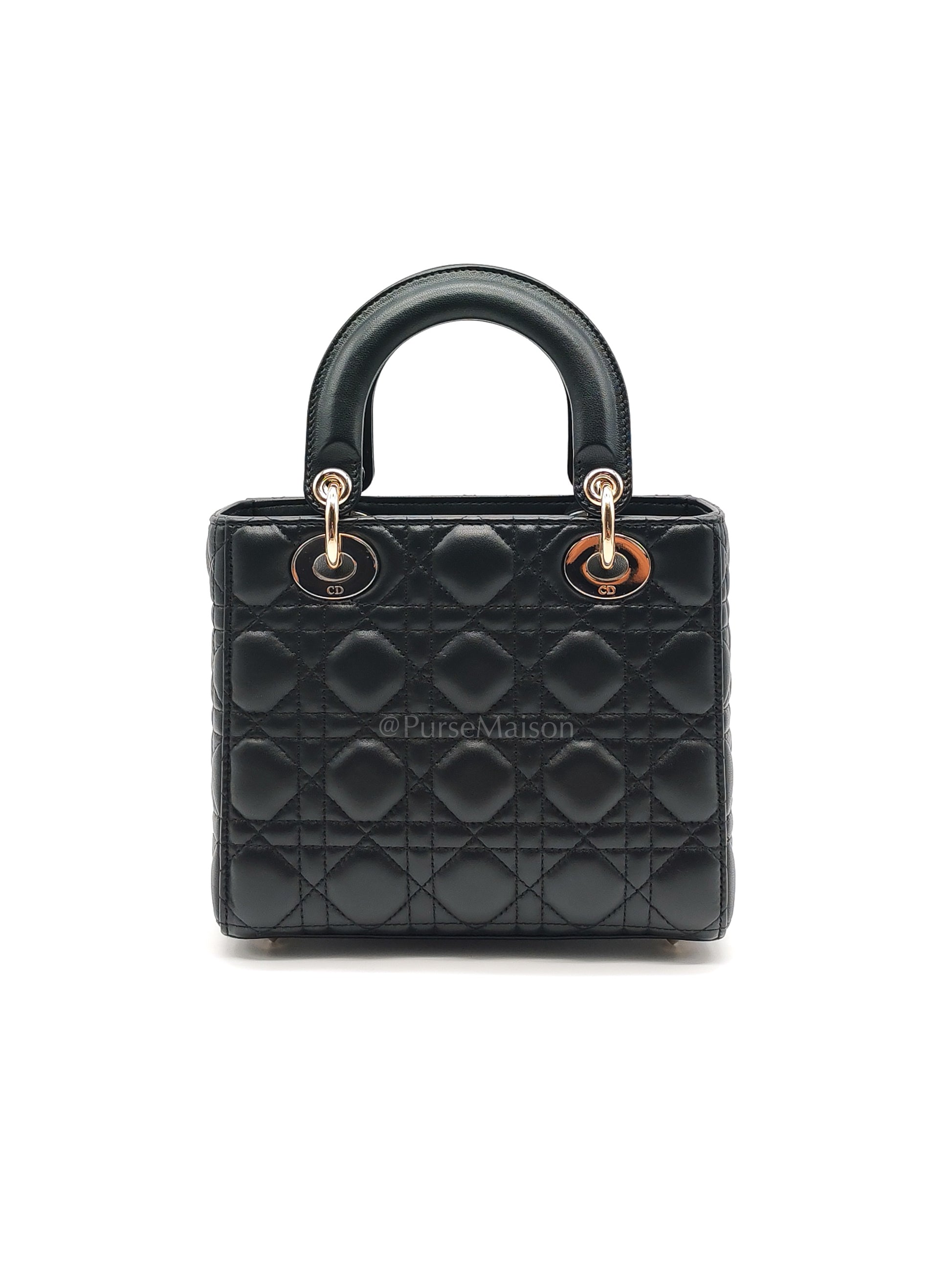 Lady Dior My ABCDior Small in Black Quilted Cannage Lambskin Leather & Light Gold Hardware | Purse Maison Luxury Bags Shop