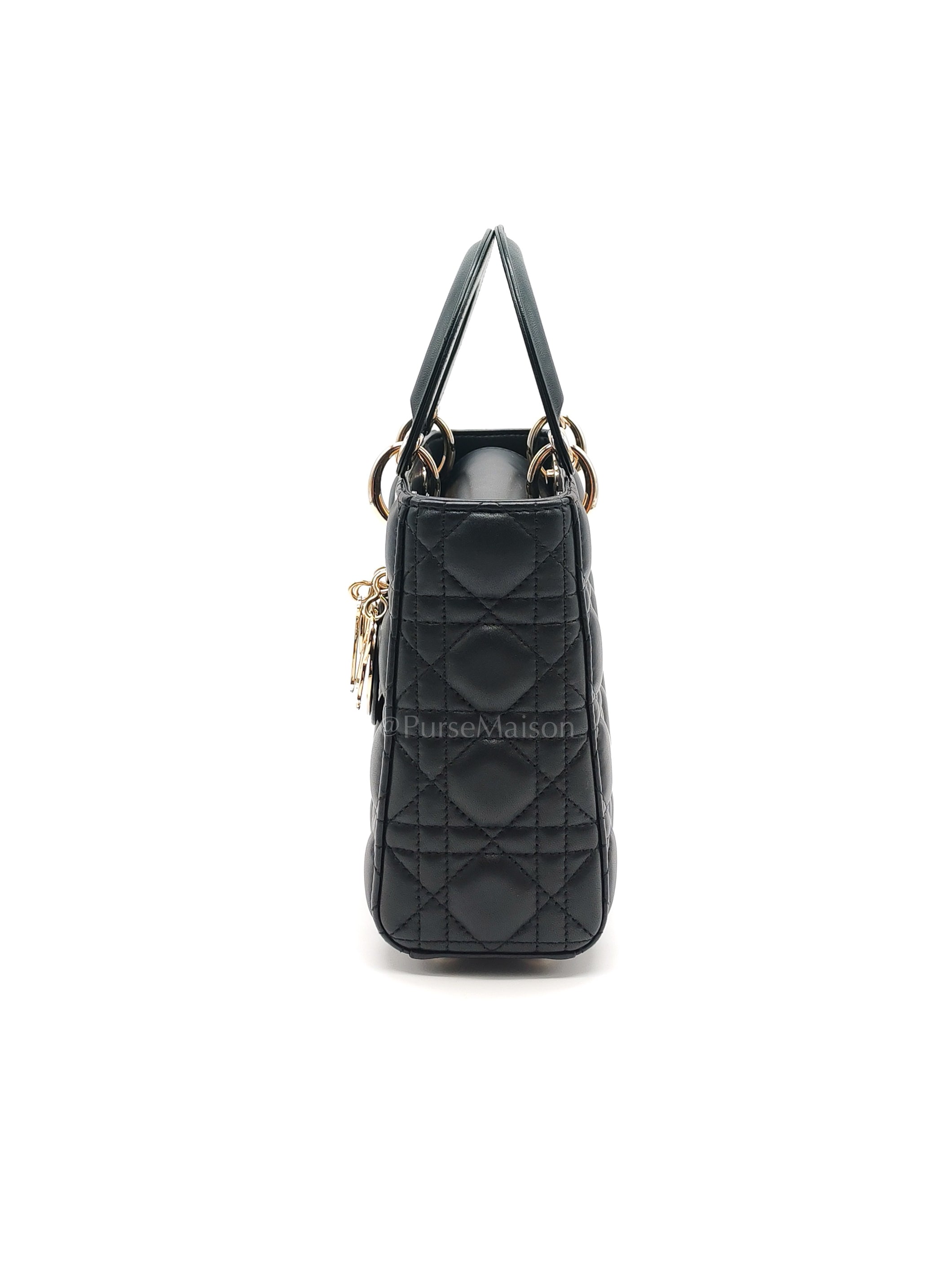 Lady Dior My ABCDior Small in Black Quilted Cannage Lambskin Leather & Light Gold Hardware | Purse Maison Luxury Bags Shop