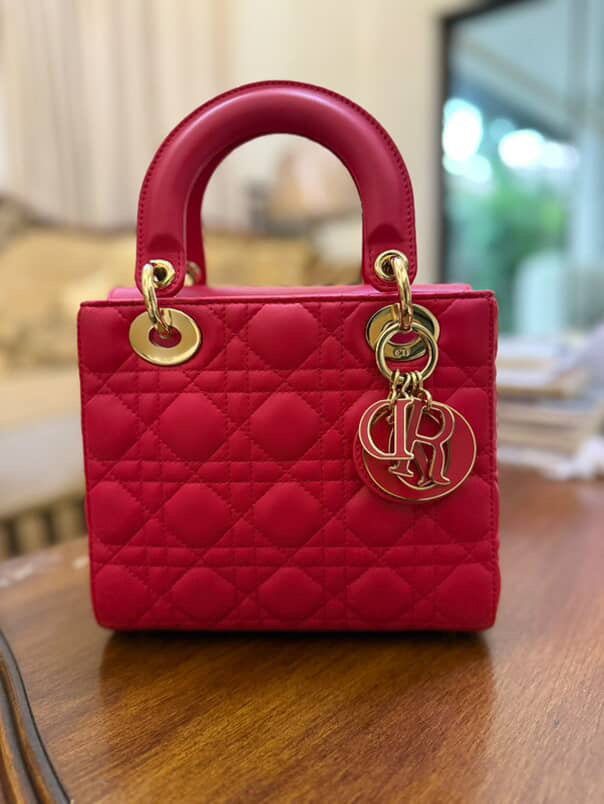 Lady Dior MyABC Small in Cherry Pink Quilted Cannage Lambskin Leather & Gold Hardware | Purse Maison Luxury Bags Shop
