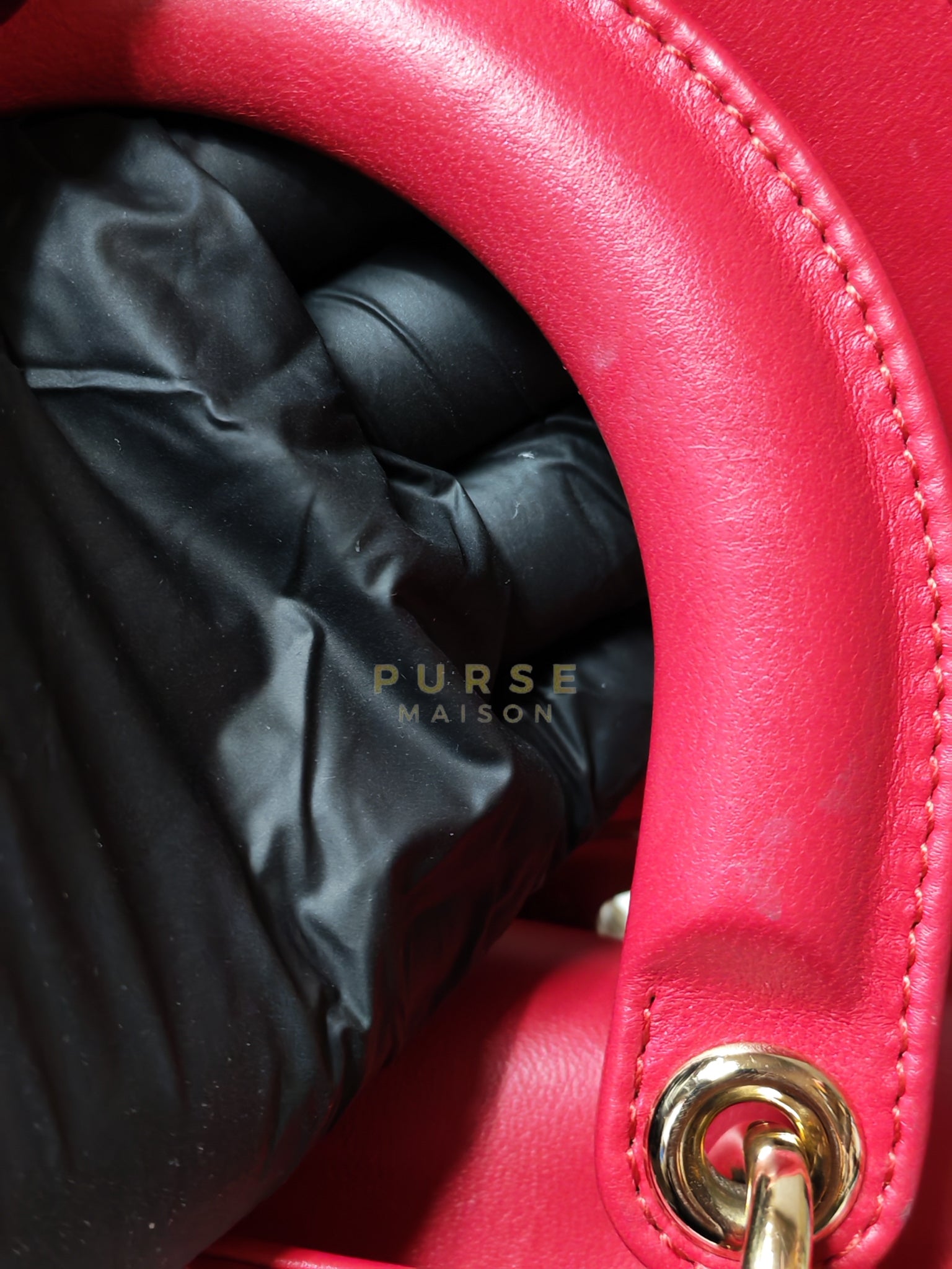 Lady Dior Myabcdior Small Cherry Pink in Lambskin Leather and Light Gold Hardware | Purse Maison Luxury Bags Shop