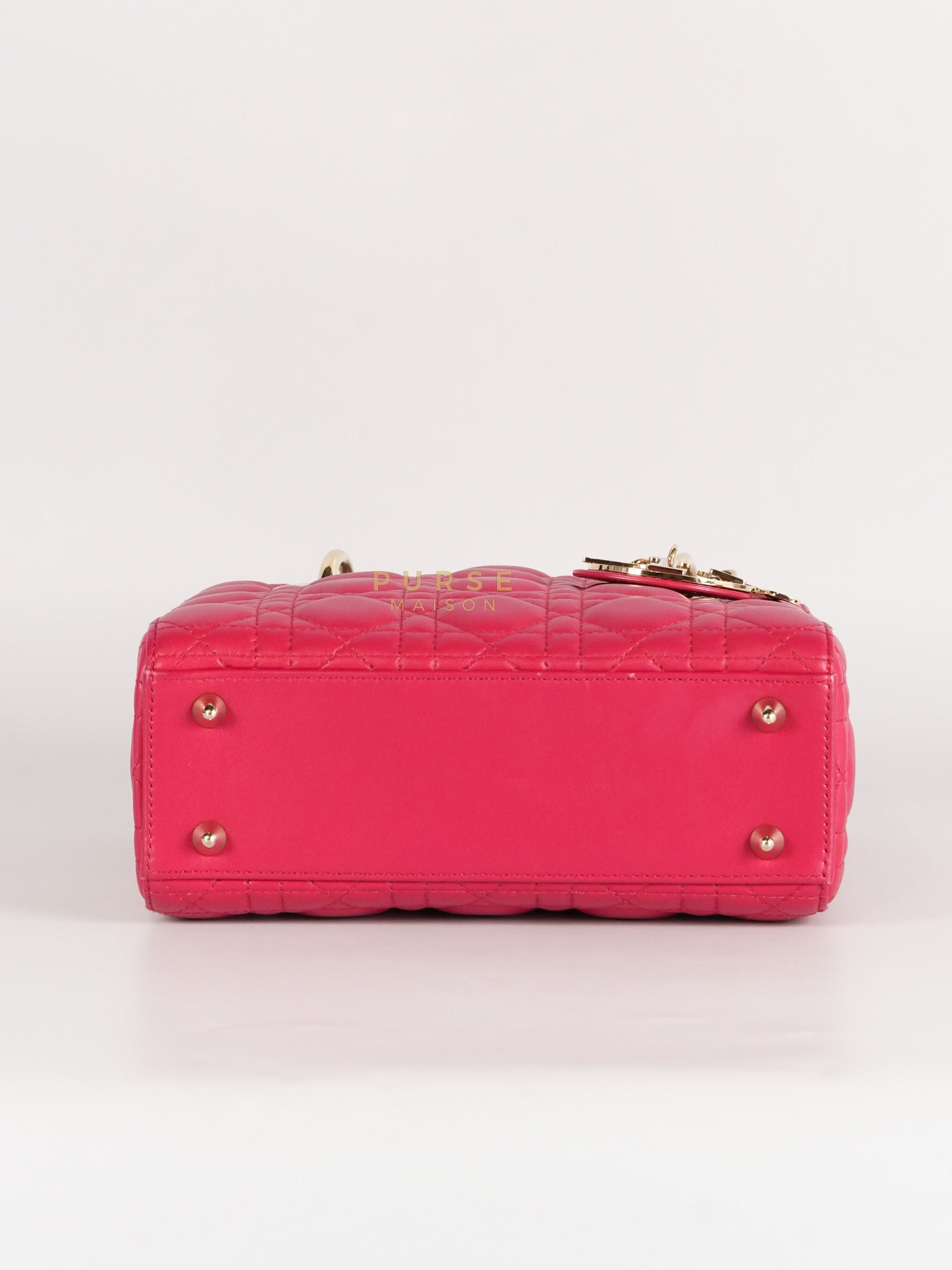 Lady Dior Myabcdior Small Cherry Pink in Lambskin Leather and Light Gold Hardware | Purse Maison Luxury Bags Shop