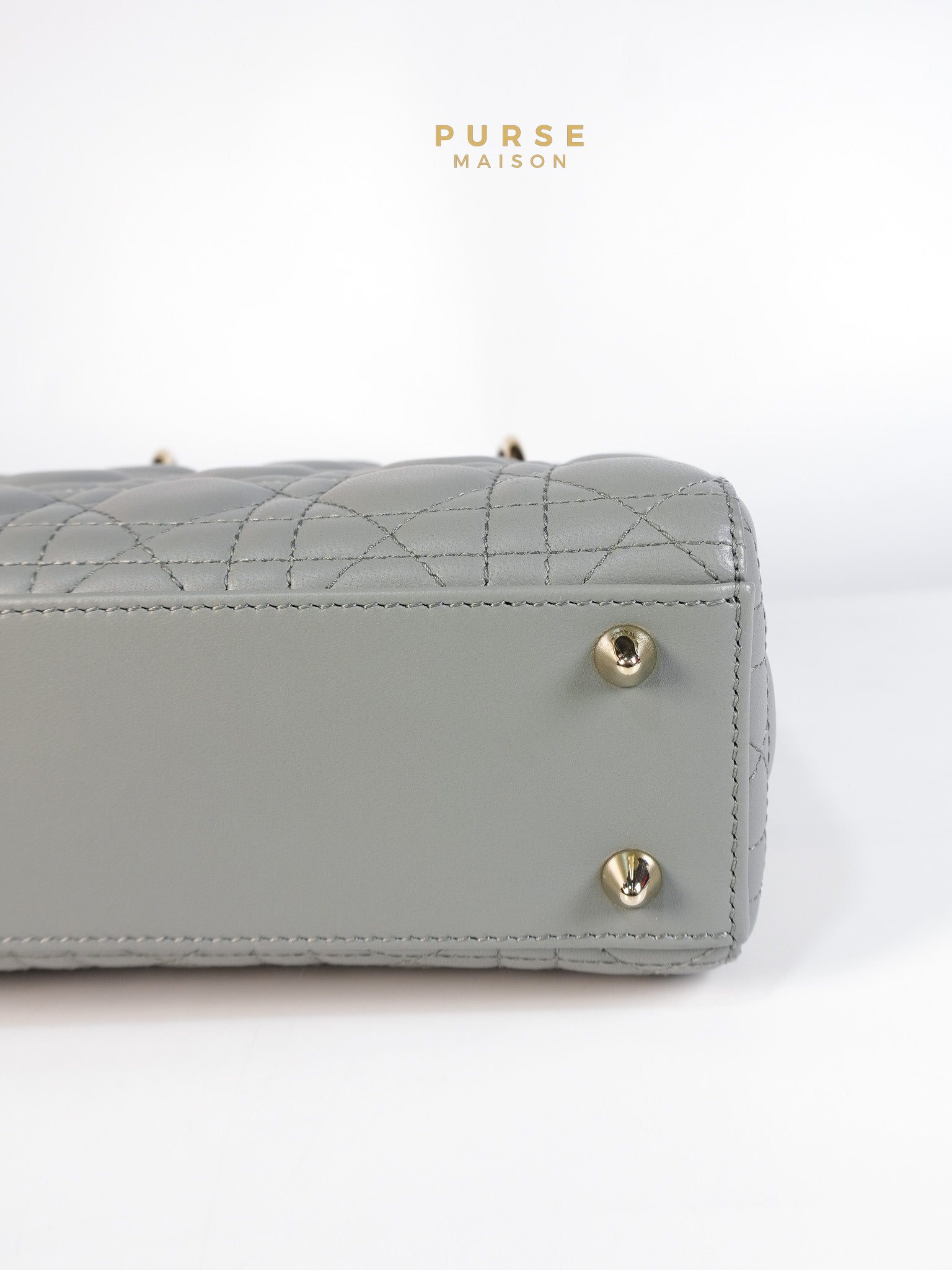 Lady Dior MyABCDior Small in Gray Cannage Lambskin Leather and Light Gold Hardware | Purse Maison Luxury Bags Shop