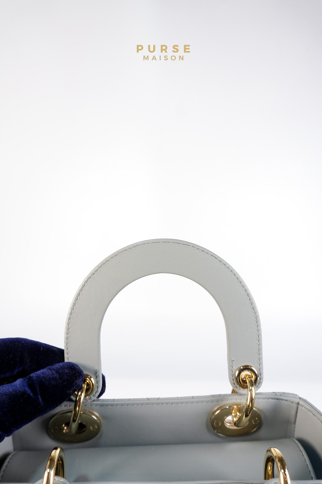 Lady Dior MyABCDior Small in Gray Cannage Lambskin Leather and Light Gold Hardware | Purse Maison Luxury Bags Shop