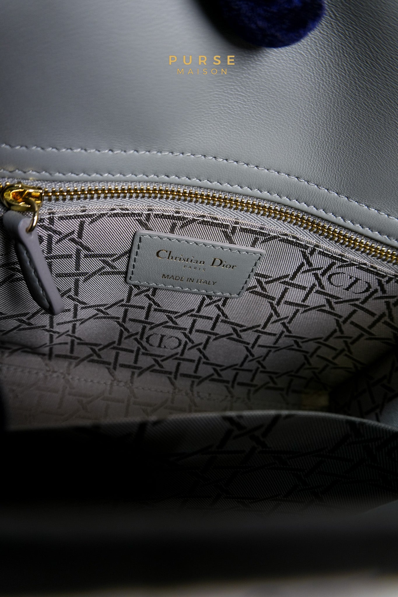 Lady Dior MyABCDior Small in Gray Cannage Lambskin Leather and Light Gold Hardware | Purse Maison Luxury Bags Shop
