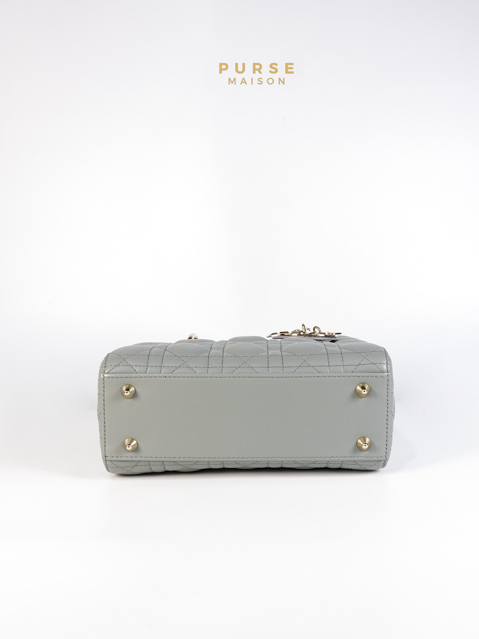 Lady Dior MyABCDior Small in Gray Cannage Lambskin Leather and Light Gold Hardware | Purse Maison Luxury Bags Shop