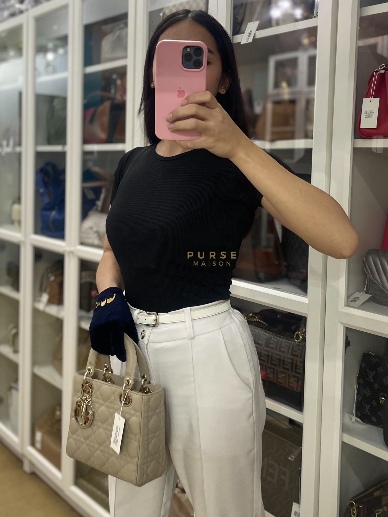 Lady Dior MyABCDior Small in Light Beige Cannage Lambskin Leather and Light Gold Hardware | Purse Maison Luxury Bags Shop