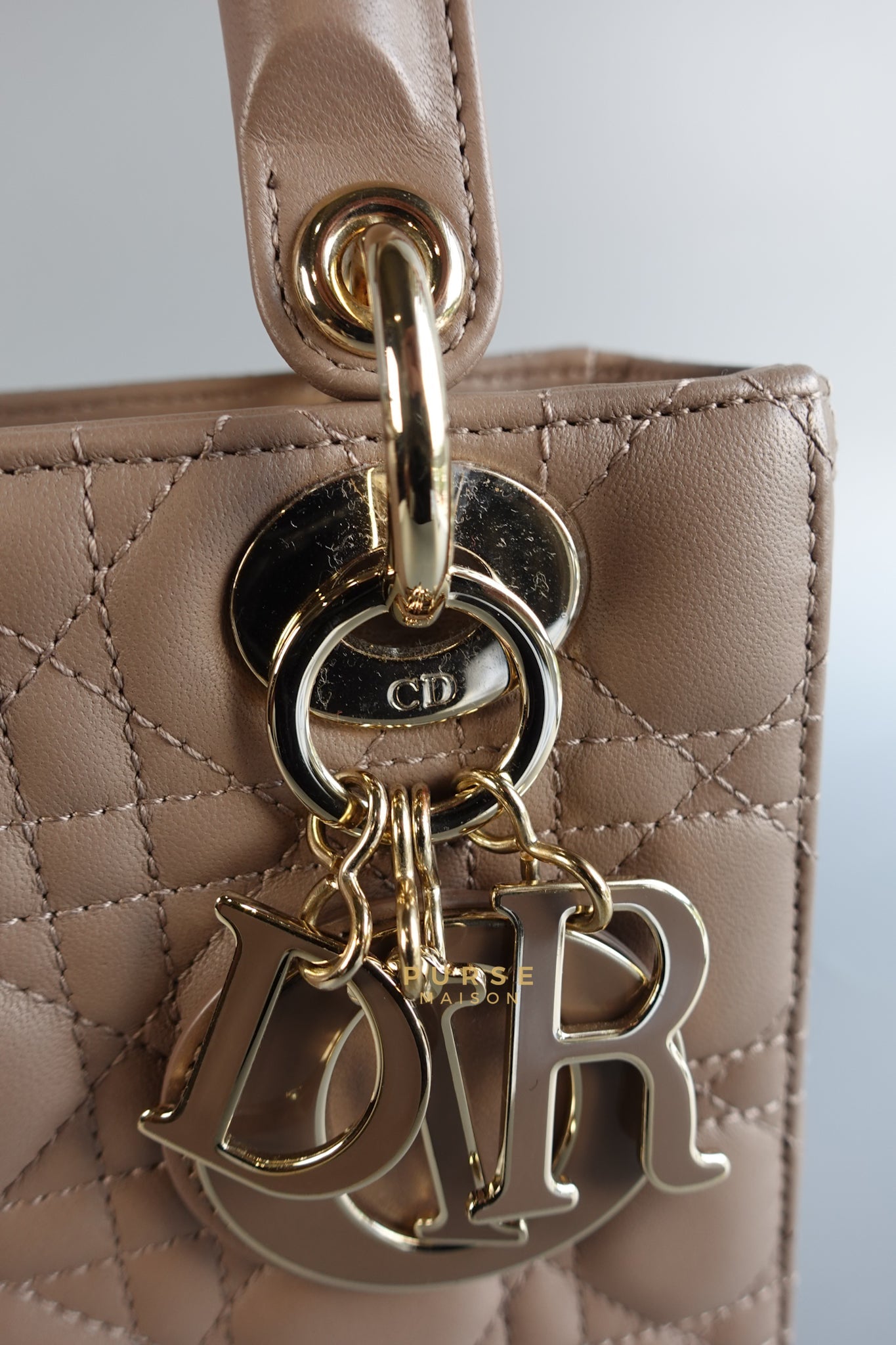 Lady Dior MyABCDior Small in Warm Taupe Lambskin and Gold Hardware | Purse Maison Luxury Bags Shop