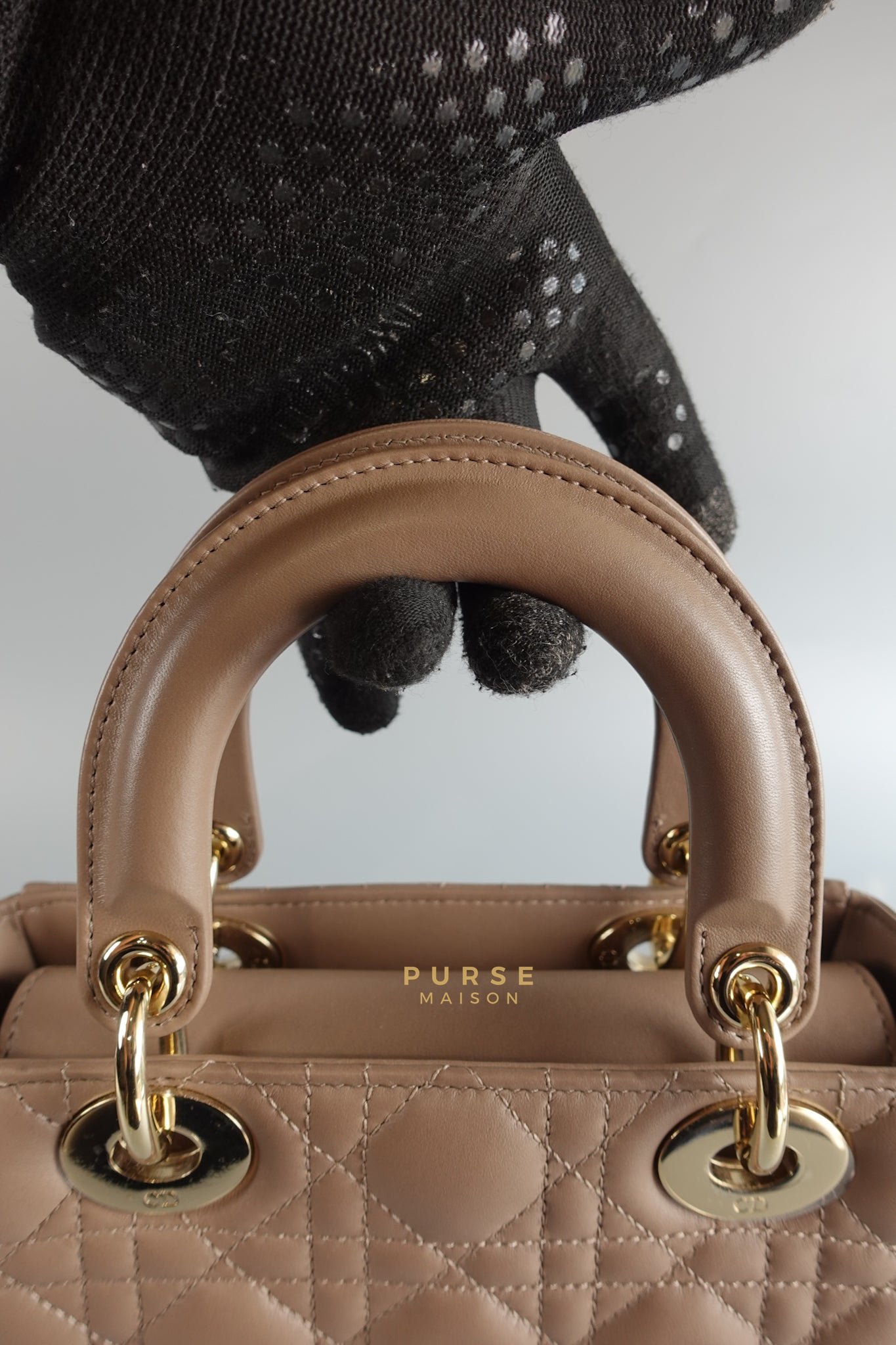 Lady Dior MyABCDior Small in Warm Taupe Lambskin and Gold Hardware | Purse Maison Luxury Bags Shop