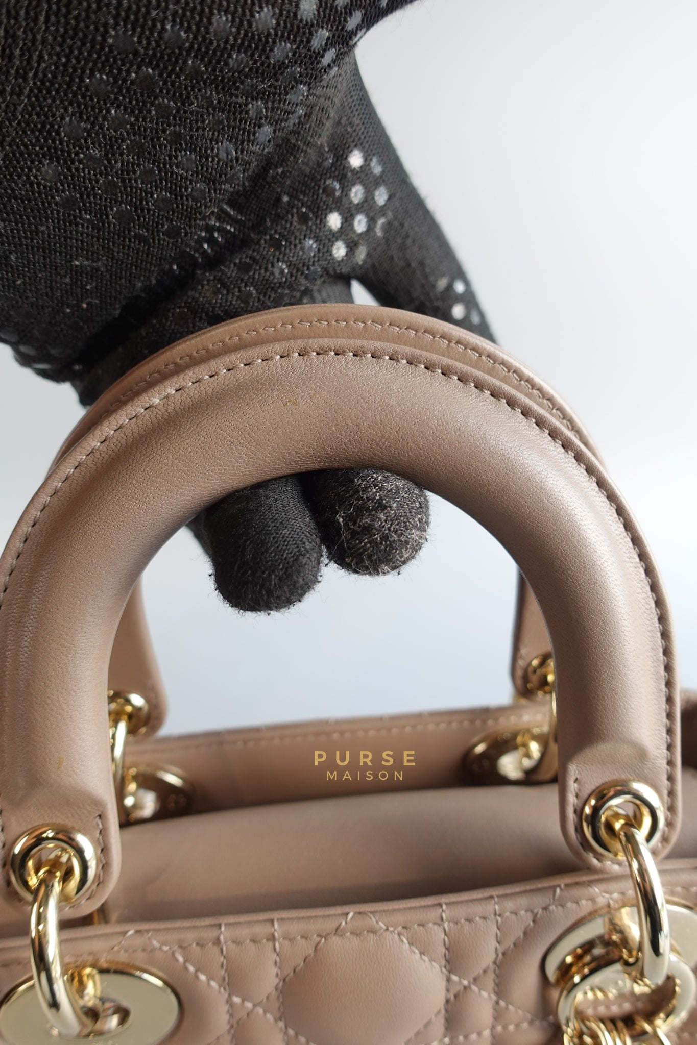 Lady Dior MyABCDior Small in Warm Taupe Lambskin and Gold Hardware | Purse Maison Luxury Bags Shop