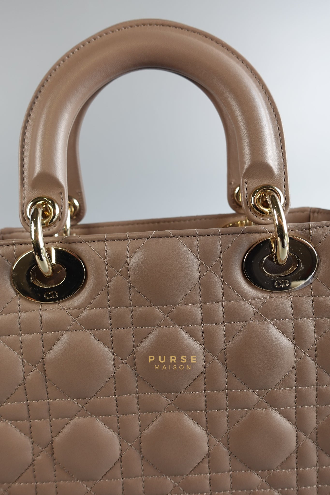 Lady Dior MyABCDior Small in Warm Taupe Lambskin and Gold Hardware | Purse Maison Luxury Bags Shop