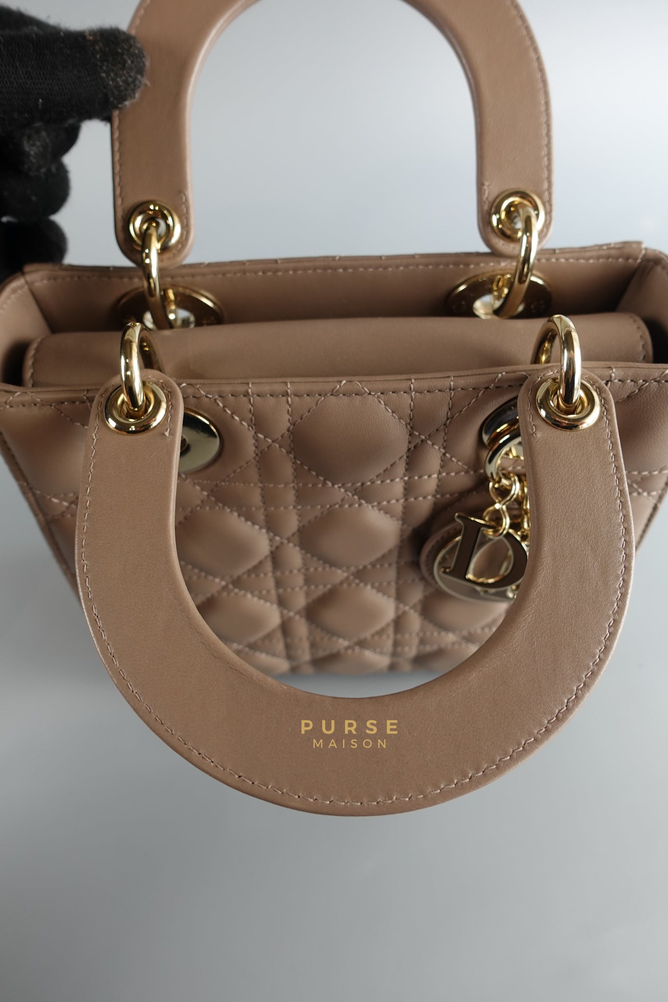 Lady Dior MyABCDior Small in Warm Taupe Lambskin and Gold Hardware | Purse Maison Luxury Bags Shop