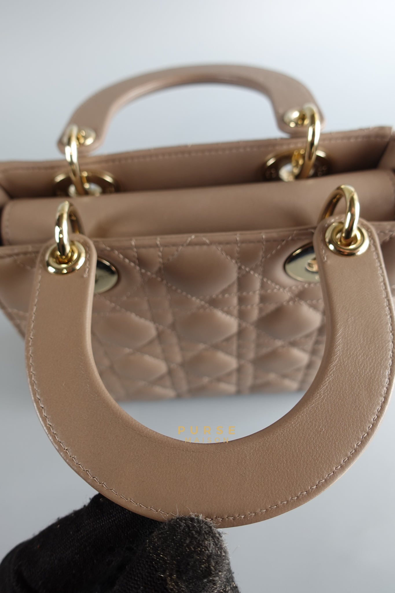 Lady Dior MyABCDior Small in Warm Taupe Lambskin and Gold Hardware | Purse Maison Luxury Bags Shop