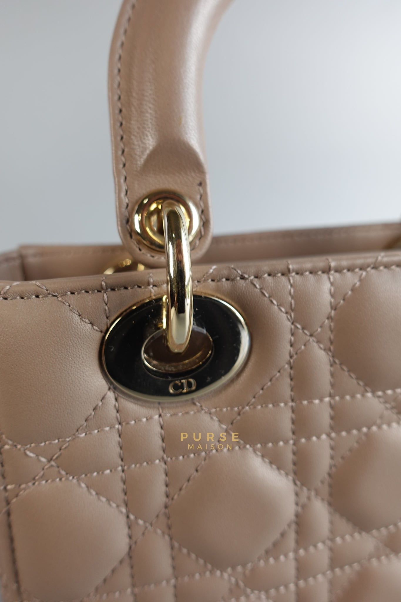 Lady Dior MyABCDior Small in Warm Taupe Lambskin and Gold Hardware | Purse Maison Luxury Bags Shop