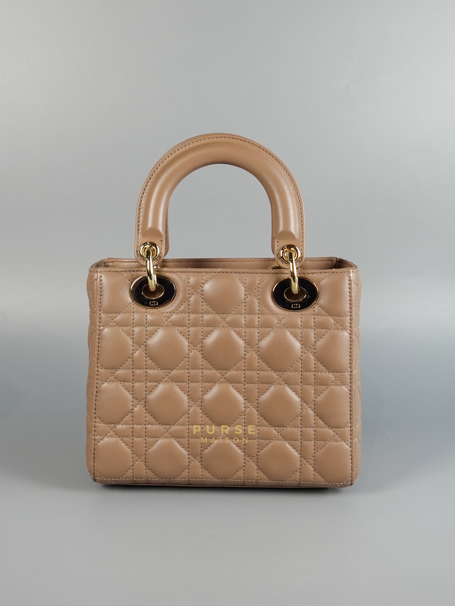 Lady Dior MyABCDior Small in Warm Taupe Lambskin and Gold Hardware | Purse Maison Luxury Bags Shop