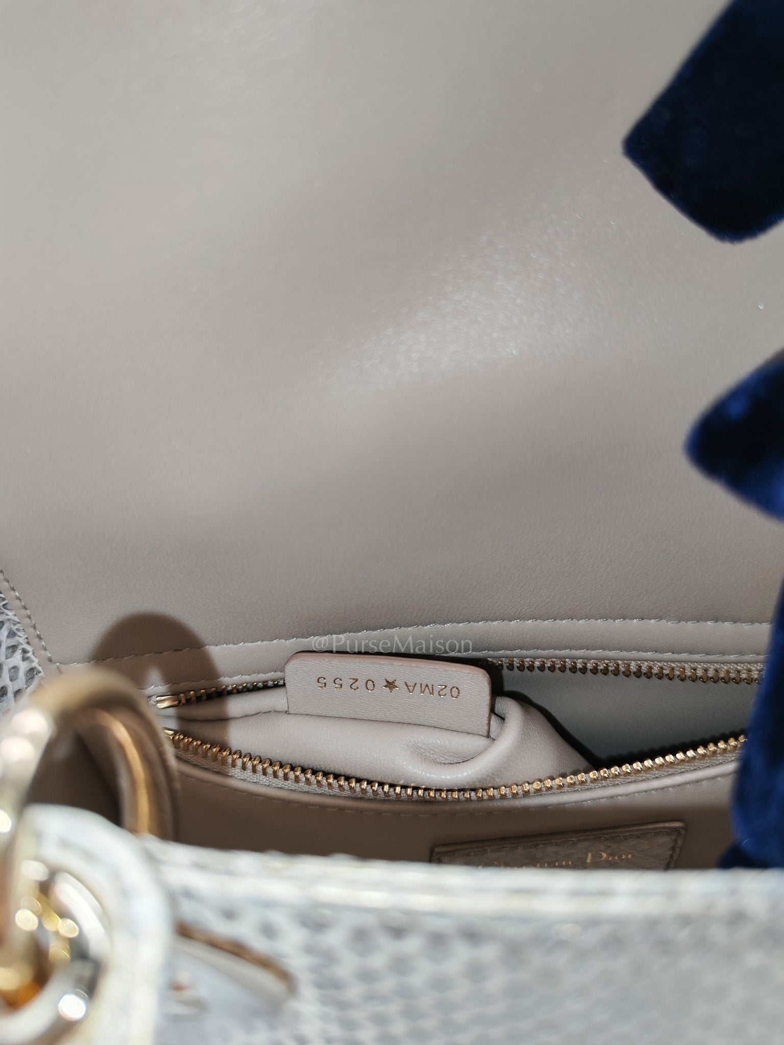 Lady Dior Python Small in Metallic Gold Snakeskin Leather Handbag Light Gold Hardware | Purse Maison Luxury Bags Shop