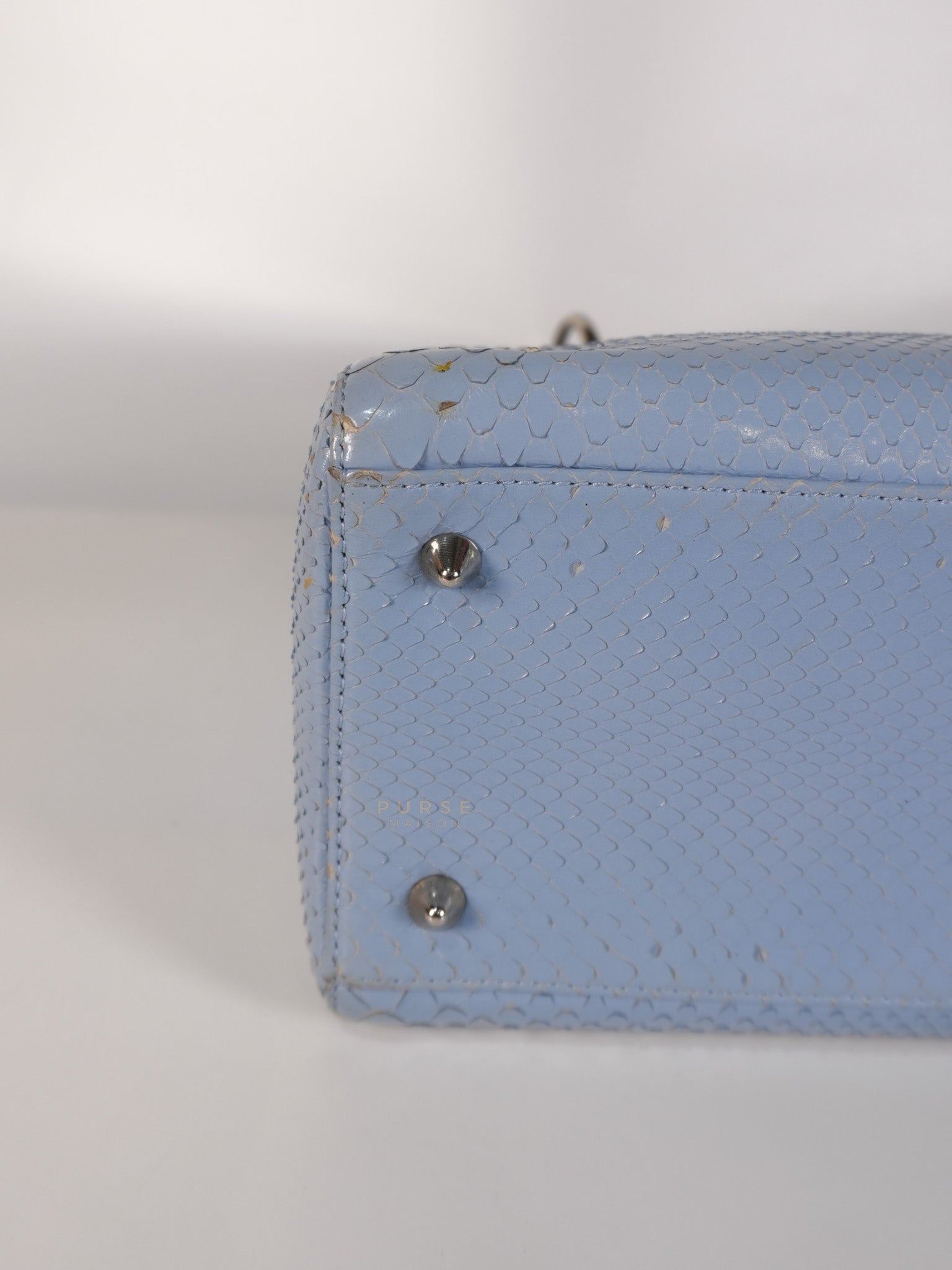 Lady Dior Python Small in Sky Blue Silver Hardware | Purse Maison Luxury Bags Shop