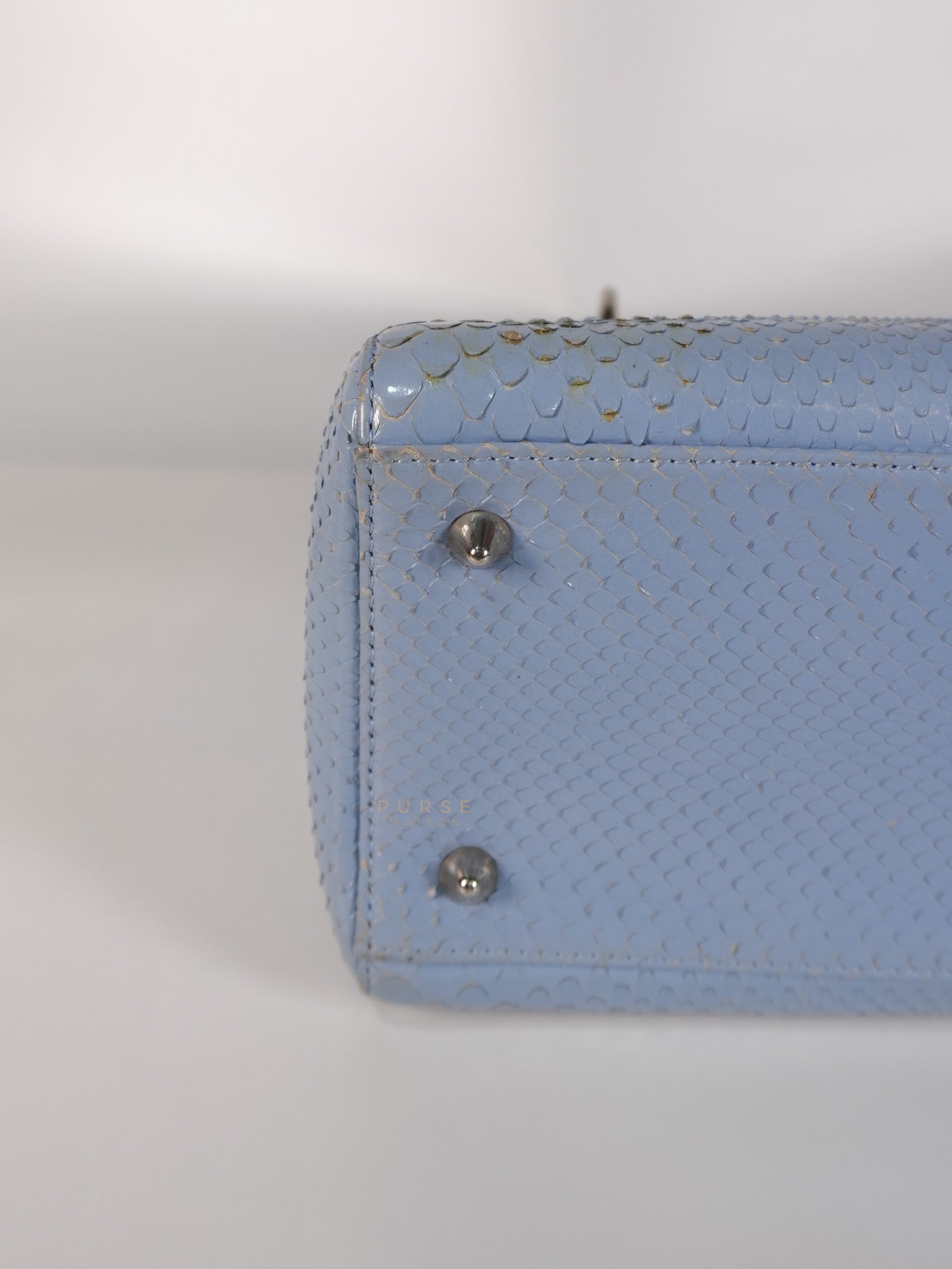 Lady Dior Python Small in Sky Blue Silver Hardware | Purse Maison Luxury Bags Shop