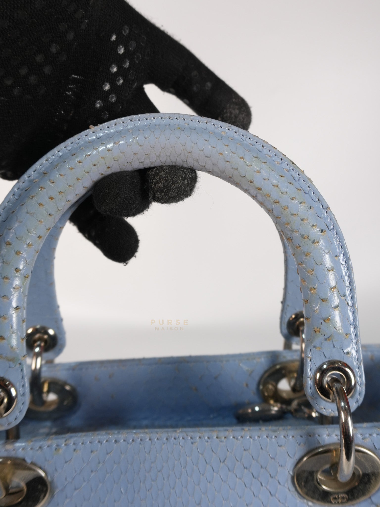 Snake Skin Light Blue (Date Code:21-MA-0124) Purse Maison