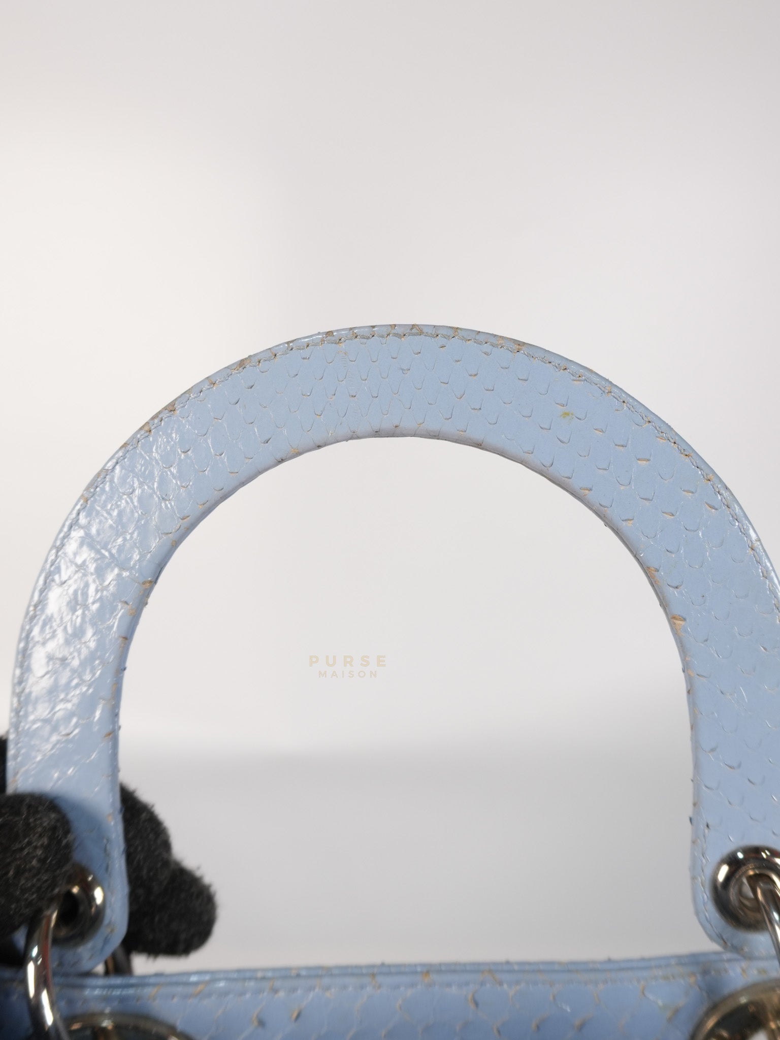Lady Dior Python Small in Sky Blue Silver Hardware | Purse Maison Luxury Bags Shop