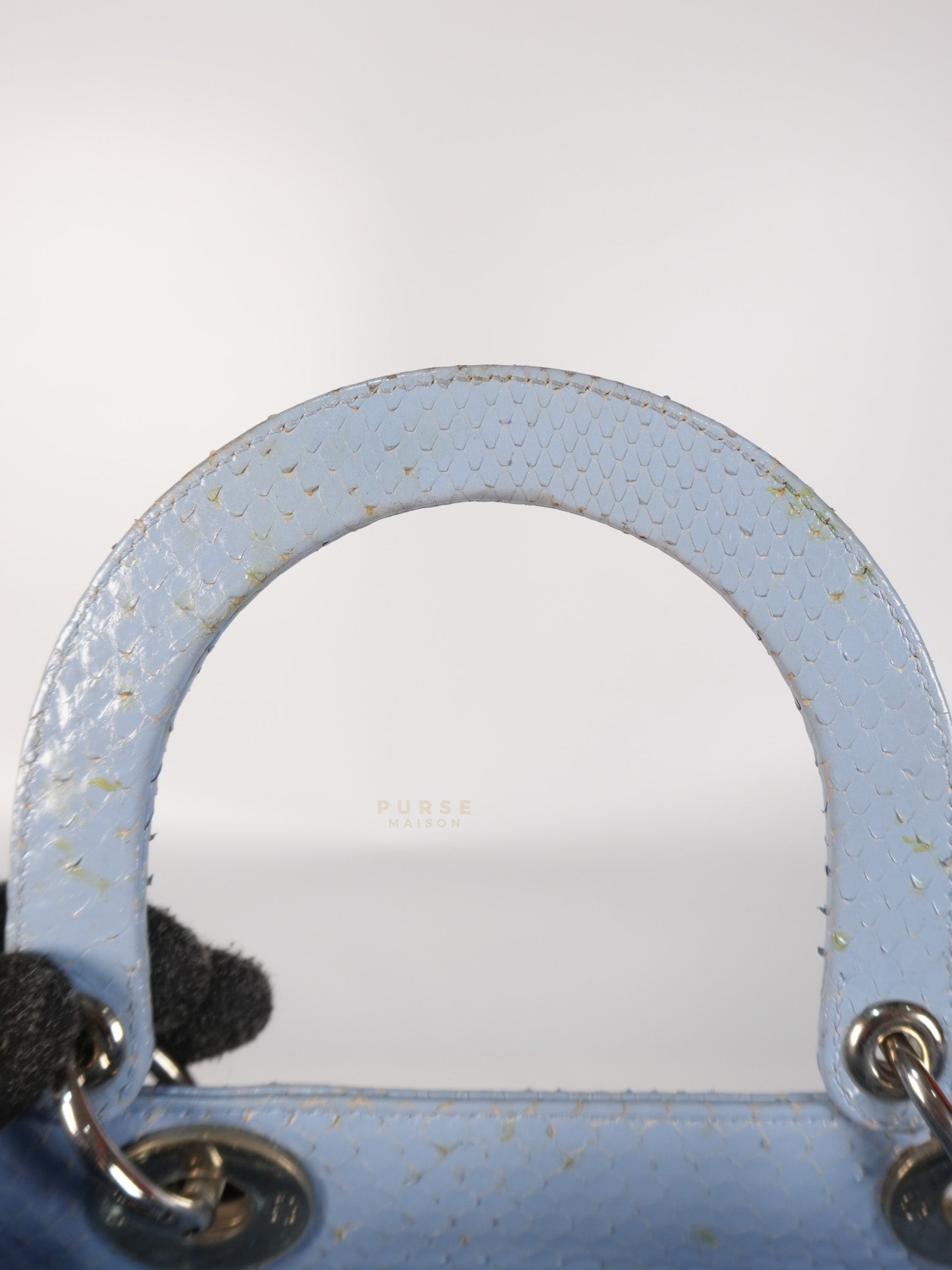 Lady Dior Python Small in Sky Blue Silver Hardware | Purse Maison Luxury Bags Shop