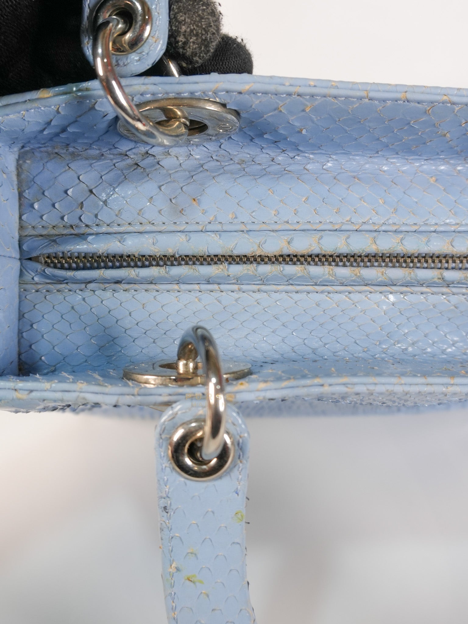 Lady Dior Python Small in Sky Blue Silver Hardware | Purse Maison Luxury Bags Shop