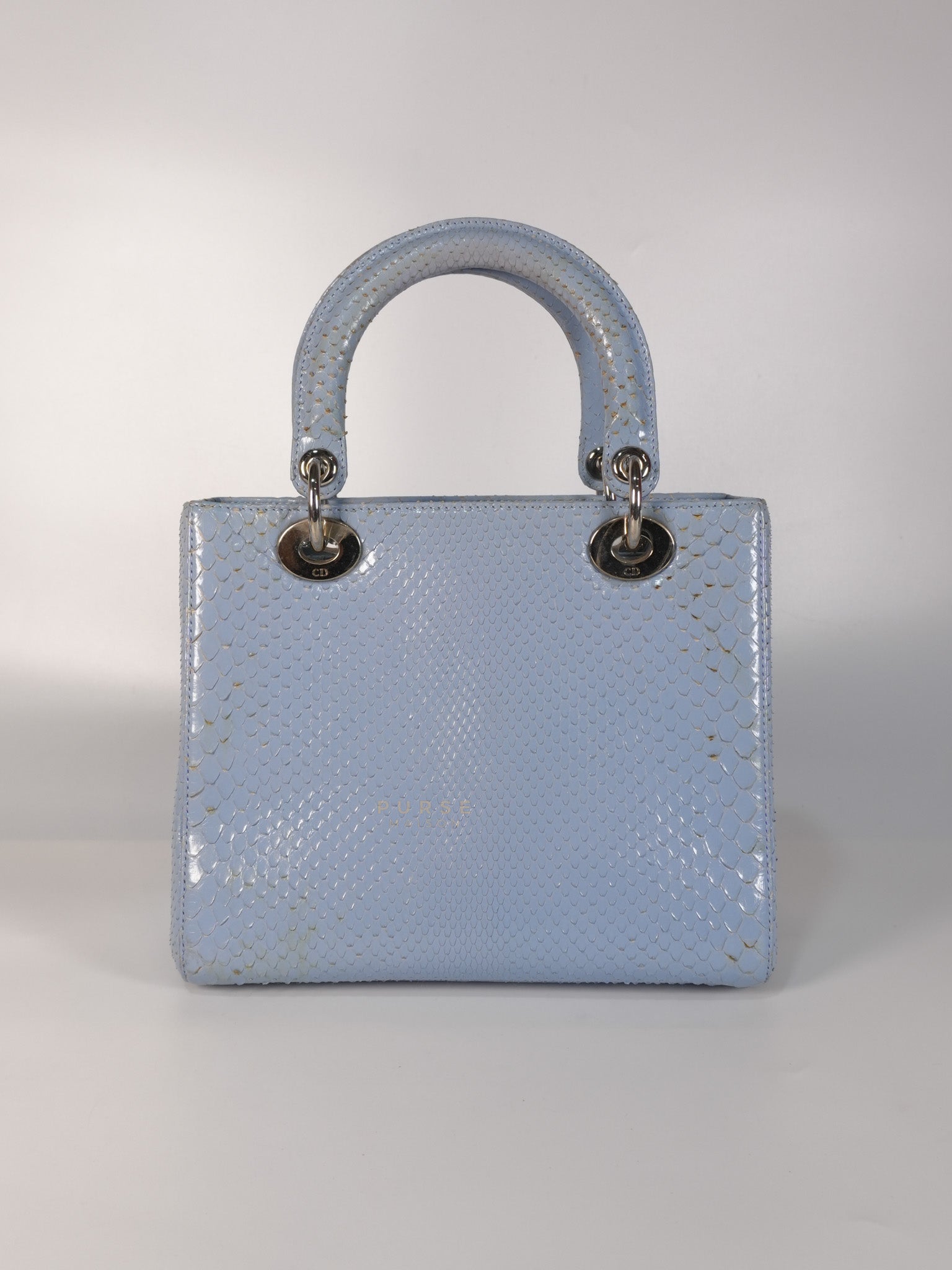 Lady Dior Python Small in Sky Blue Silver Hardware | Purse Maison Luxury Bags Shop