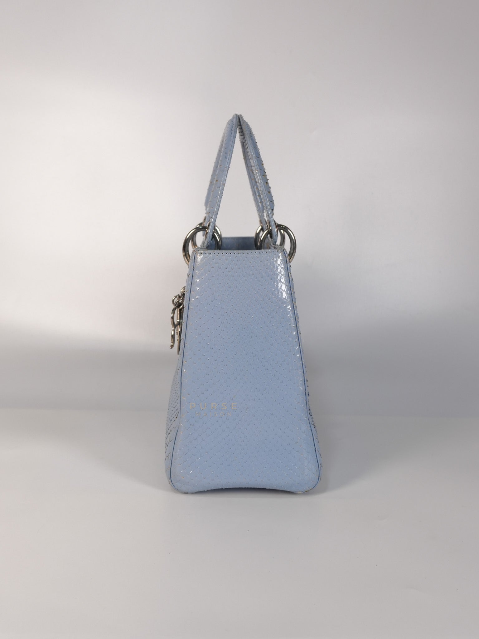 Lady Dior Python Small in Sky Blue Silver Hardware | Purse Maison Luxury Bags Shop