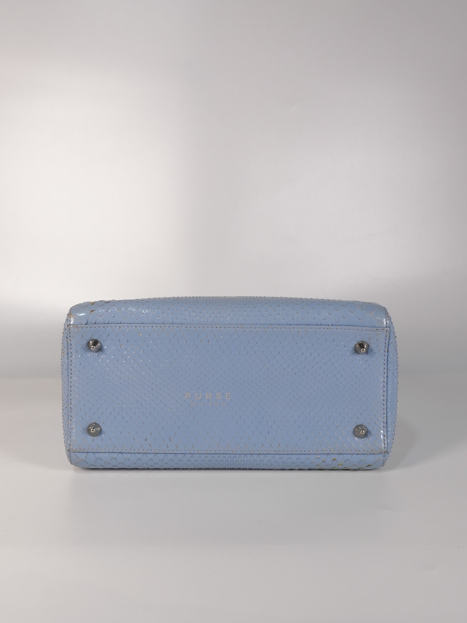 Lady Dior Python Small in Sky Blue Silver Hardware | Purse Maison Luxury Bags Shop