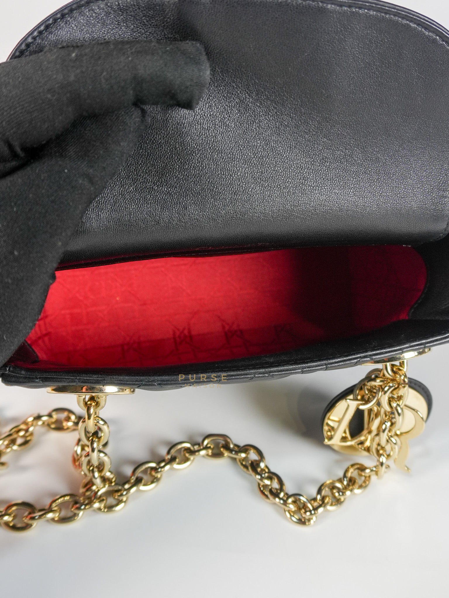 Lady Dior Small Double Chain in Black Cannage Lambskin Leather Limited Edition | Purse Maison Luxury Bags Shop