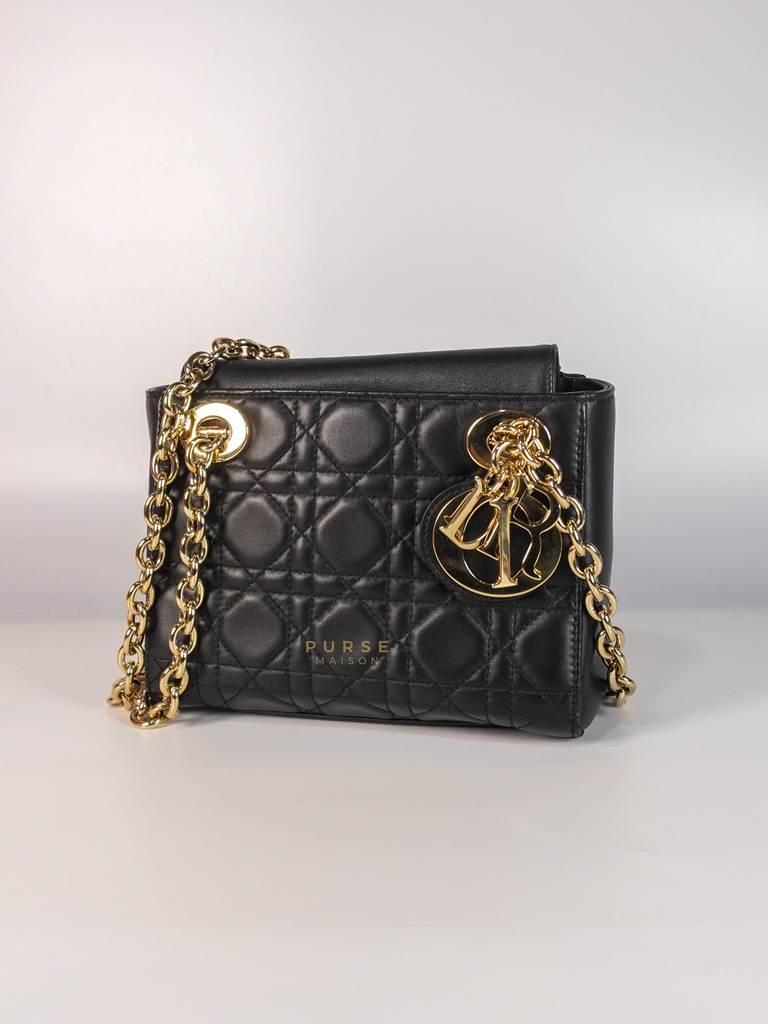 Lady Dior Small Double Chain in Black Cannage Lambskin Leather Limited Edition | Purse Maison Luxury Bags Shop