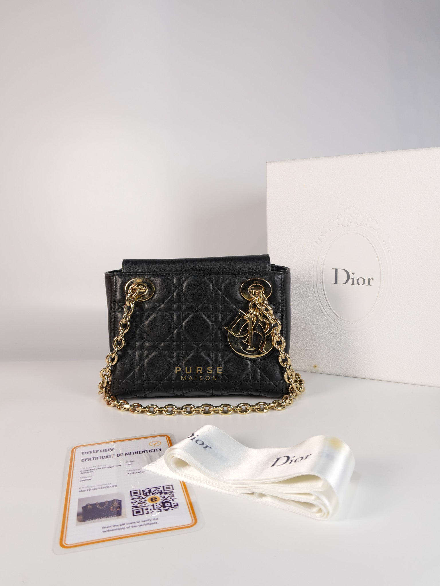 Lady Dior Small Double Chain in Black Cannage Lambskin Leather Limited Edition | Purse Maison Luxury Bags Shop