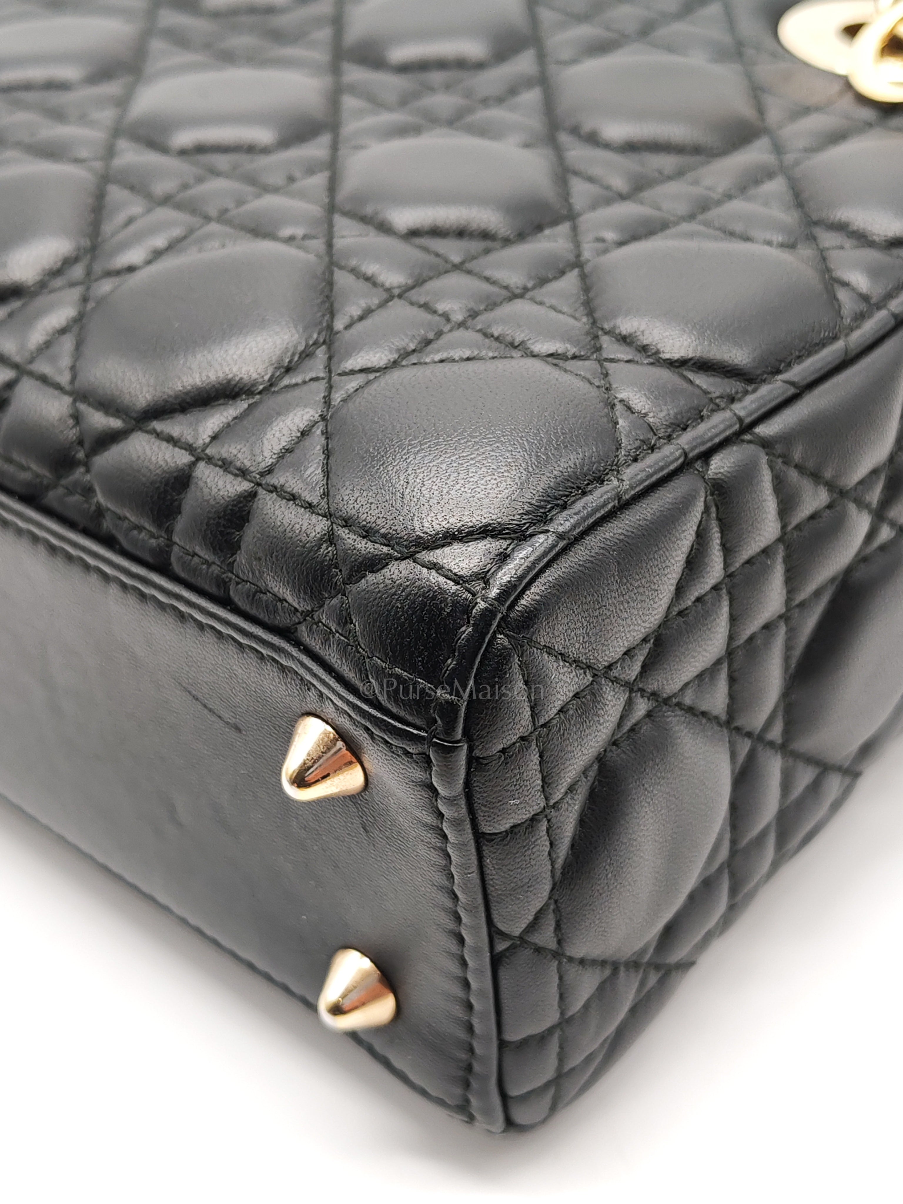 Lady Dior Small in Black Quilted Cannage Lambskin Leather & Gold Hardware | Purse Maison Luxury Bags Shop