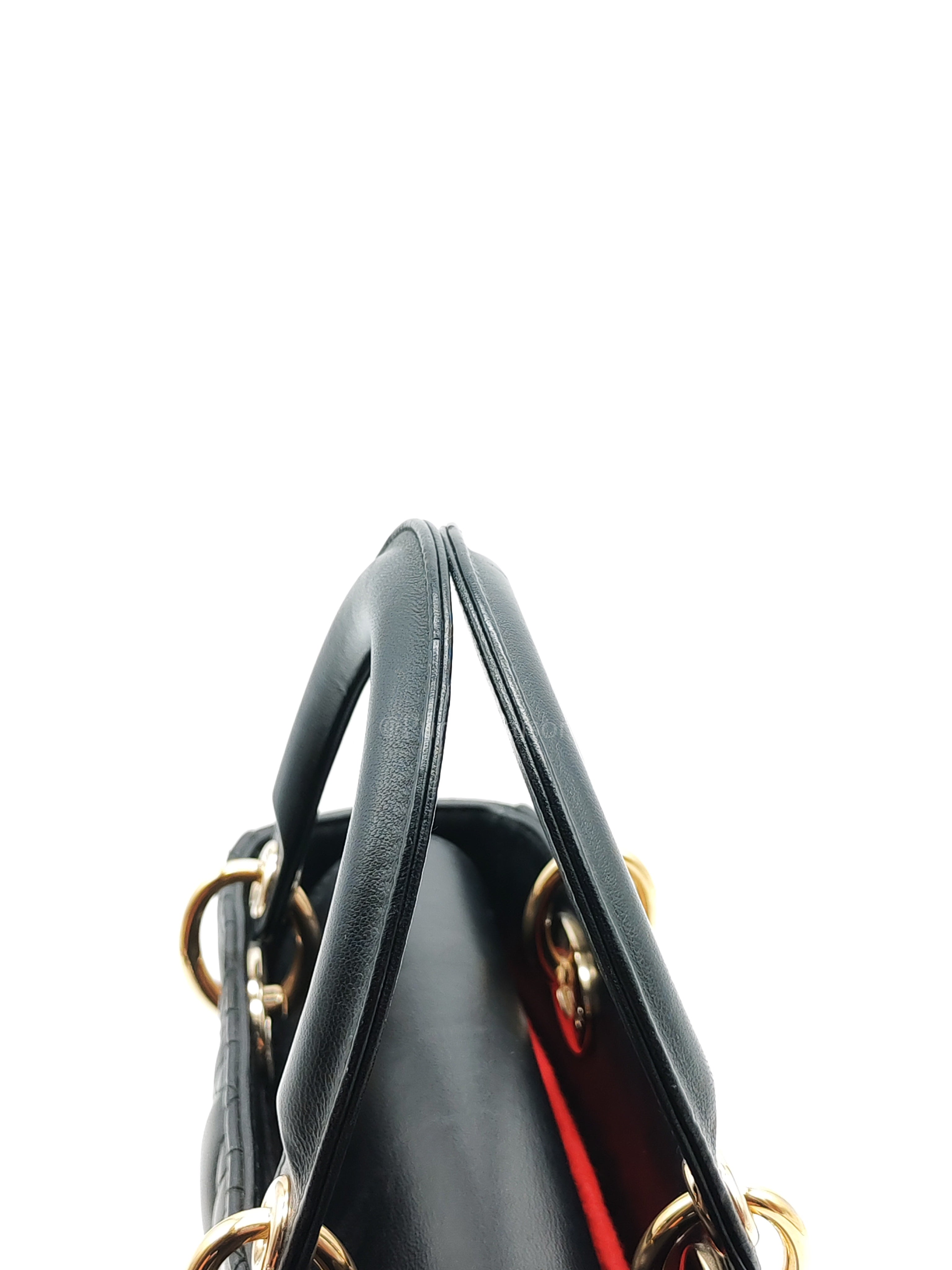 Lady Dior Small in Black Quilted Cannage Lambskin Leather & Gold Hardware | Purse Maison Luxury Bags Shop
