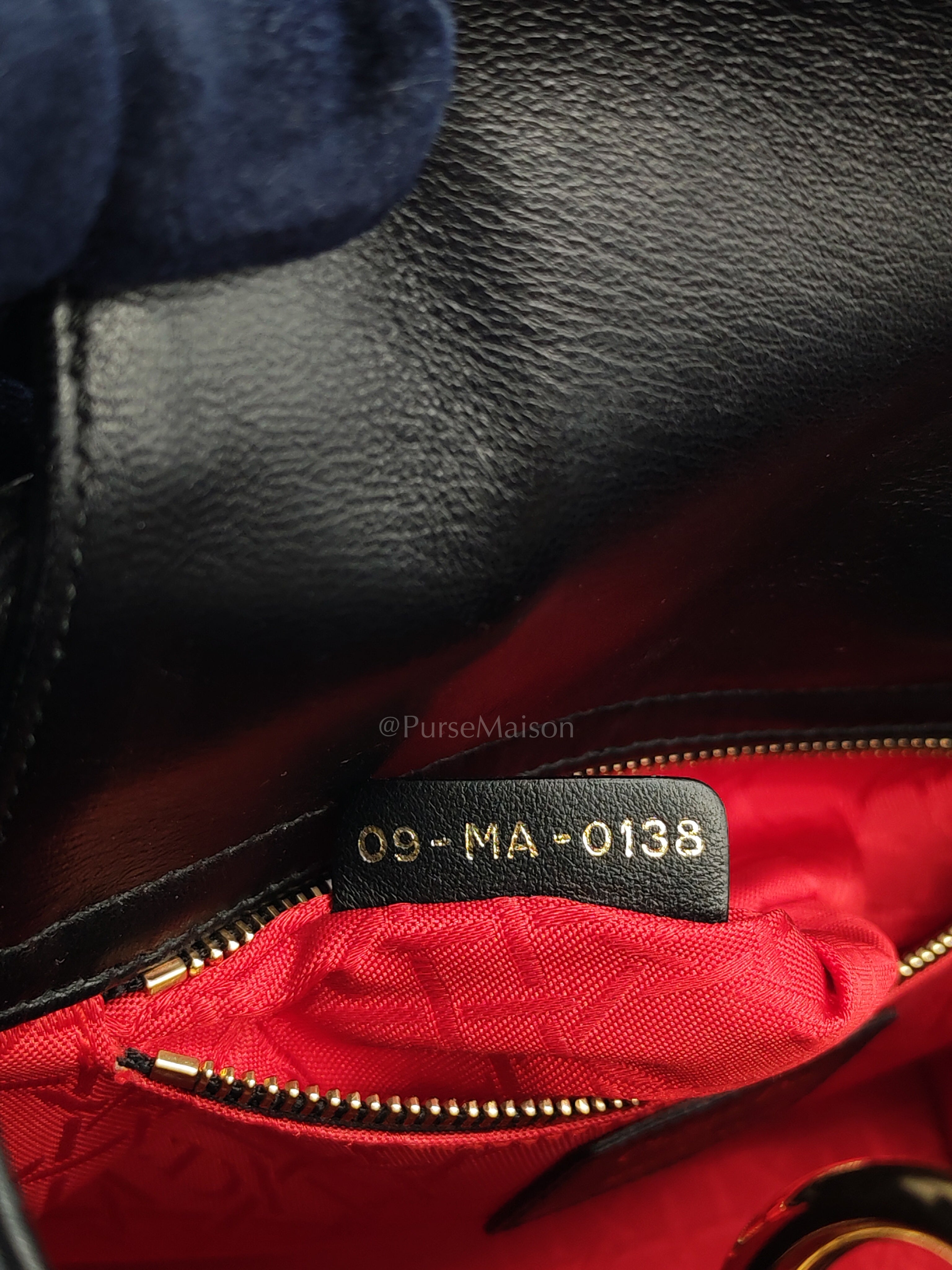 Lady Dior Small in Black Quilted Cannage Lambskin Leather & Gold Hardware | Purse Maison Luxury Bags Shop