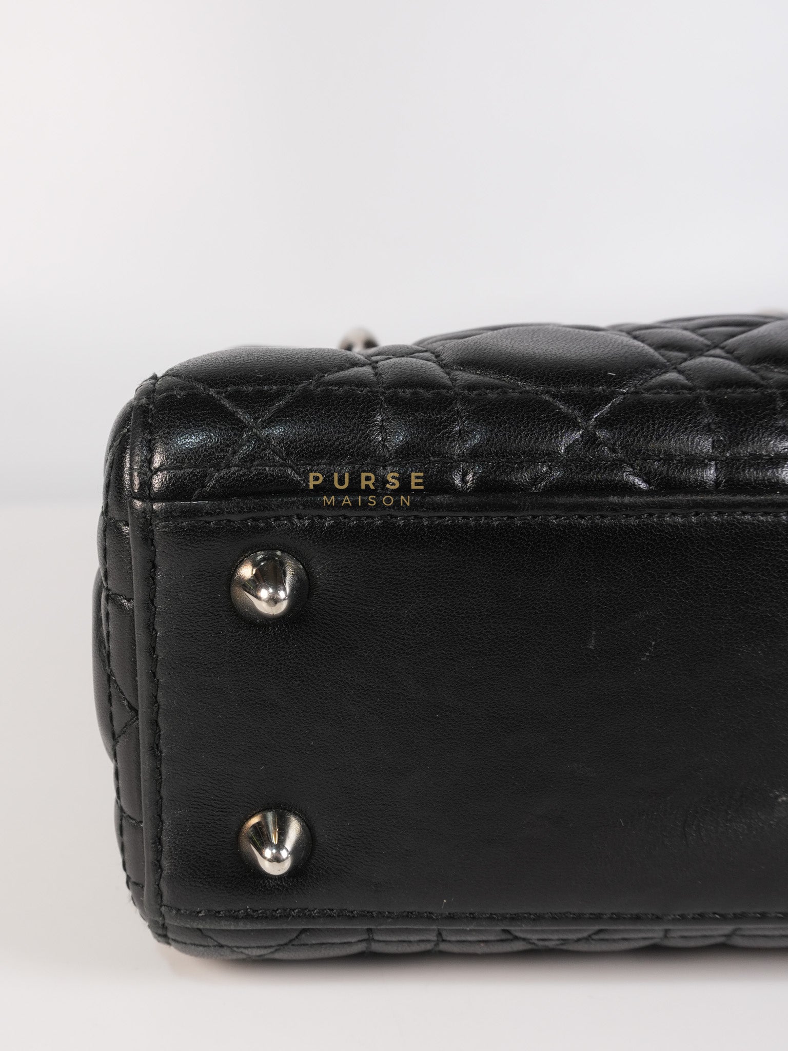 Lady Dior Small Lucky Badges in Black Lambskin Leather and Silver Hardware | Purse Maison Luxury Bags Shop