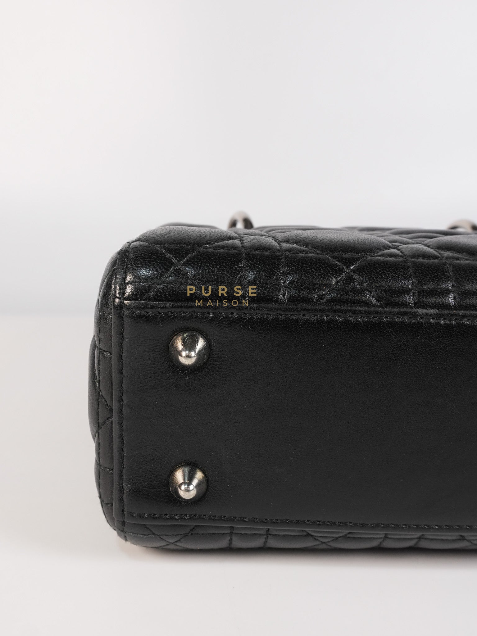Lady Dior Small Lucky Badges in Black Lambskin Leather and Silver Hardware | Purse Maison Luxury Bags Shop