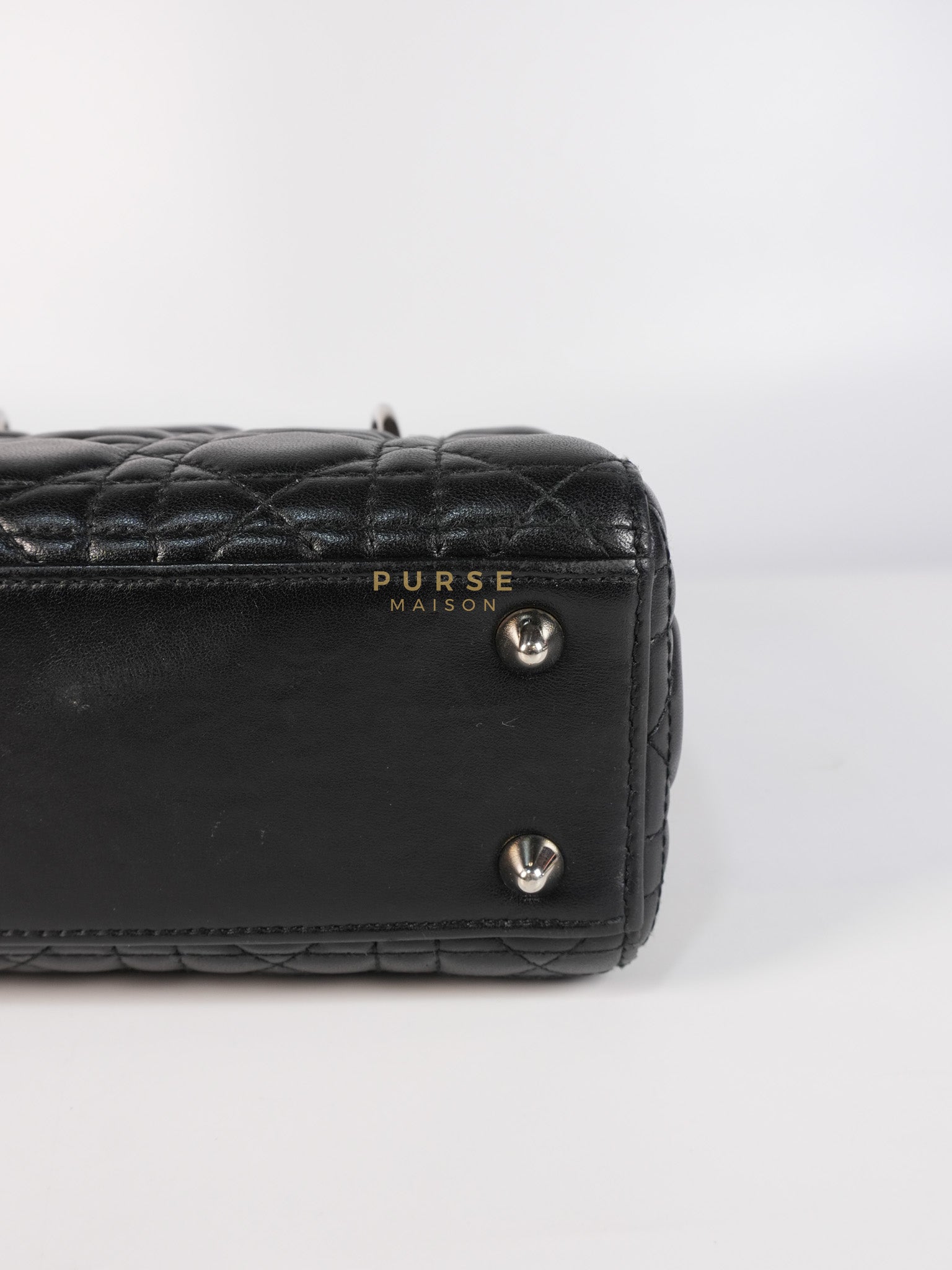 Lady Dior Small Lucky Badges in Black Lambskin Leather and Silver Hardware | Purse Maison Luxury Bags Shop