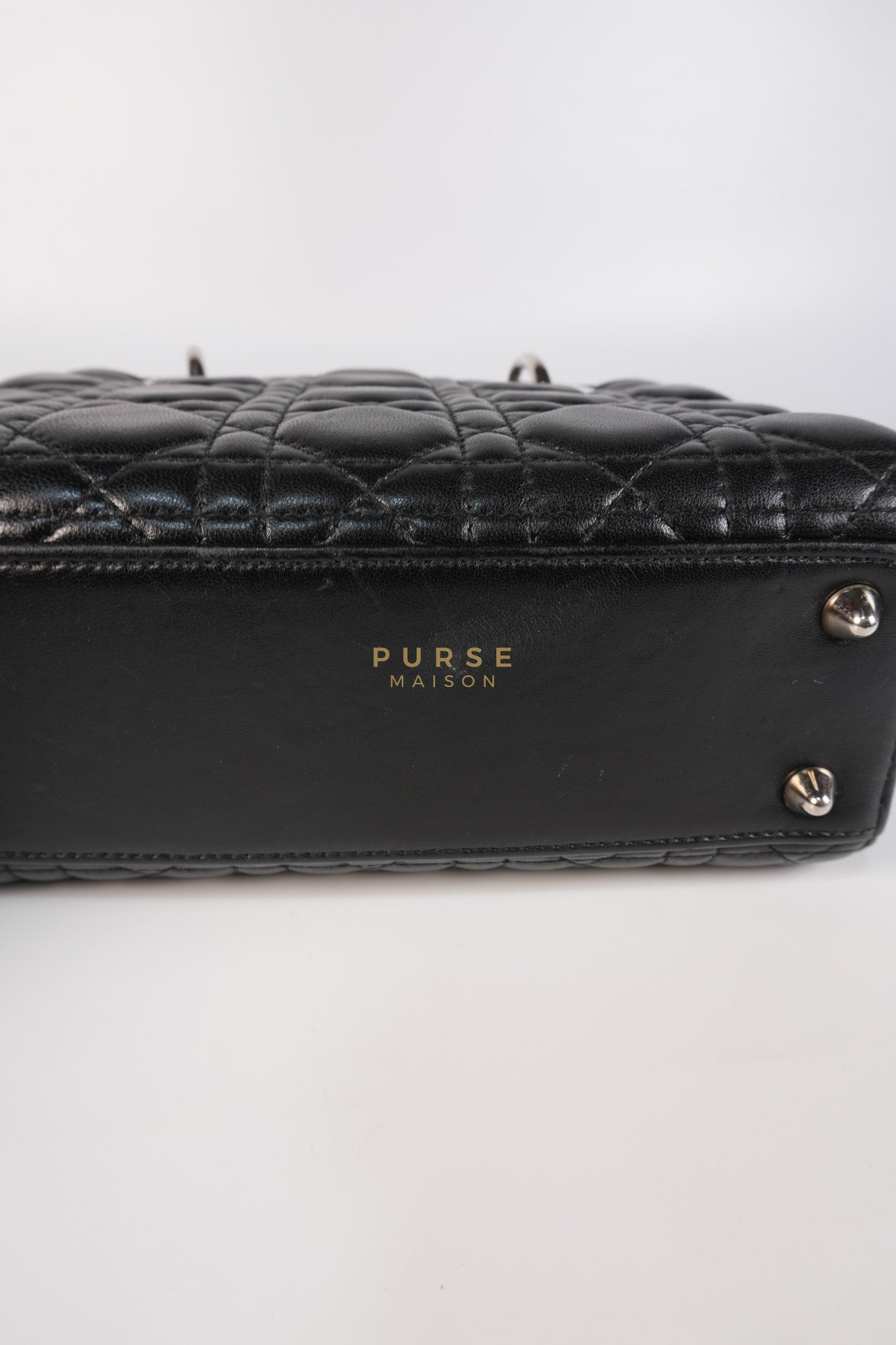 Lady Dior Small Lucky Badges in Black Lambskin Leather and Silver Hardware | Purse Maison Luxury Bags Shop
