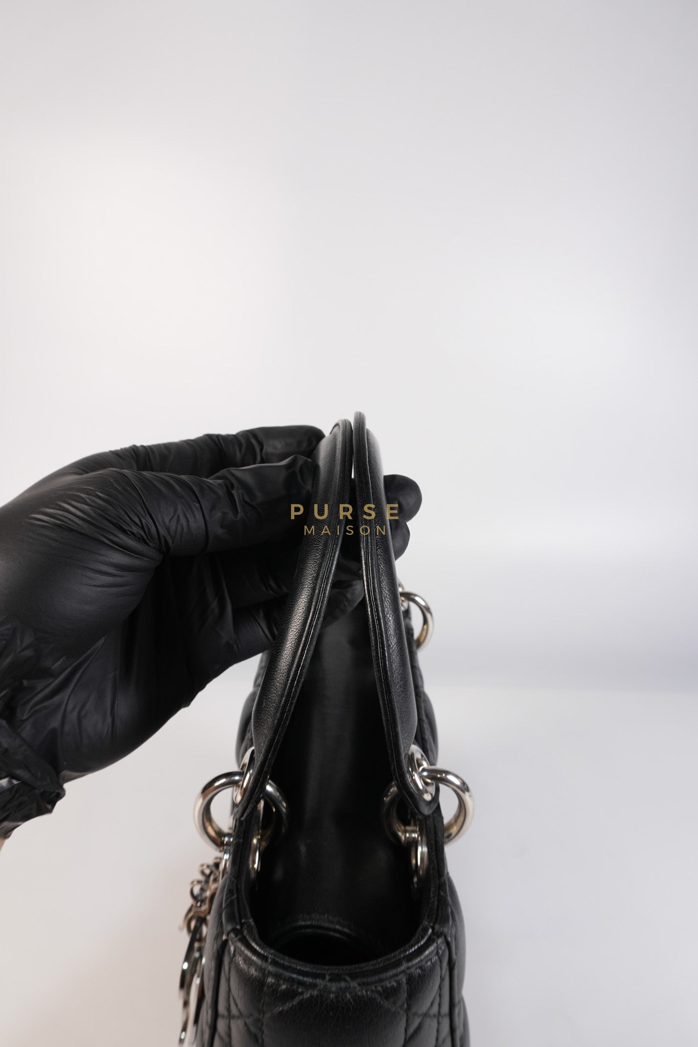 Lady Dior Small Lucky Badges in Black Lambskin Leather and Silver Hardware | Purse Maison Luxury Bags Shop