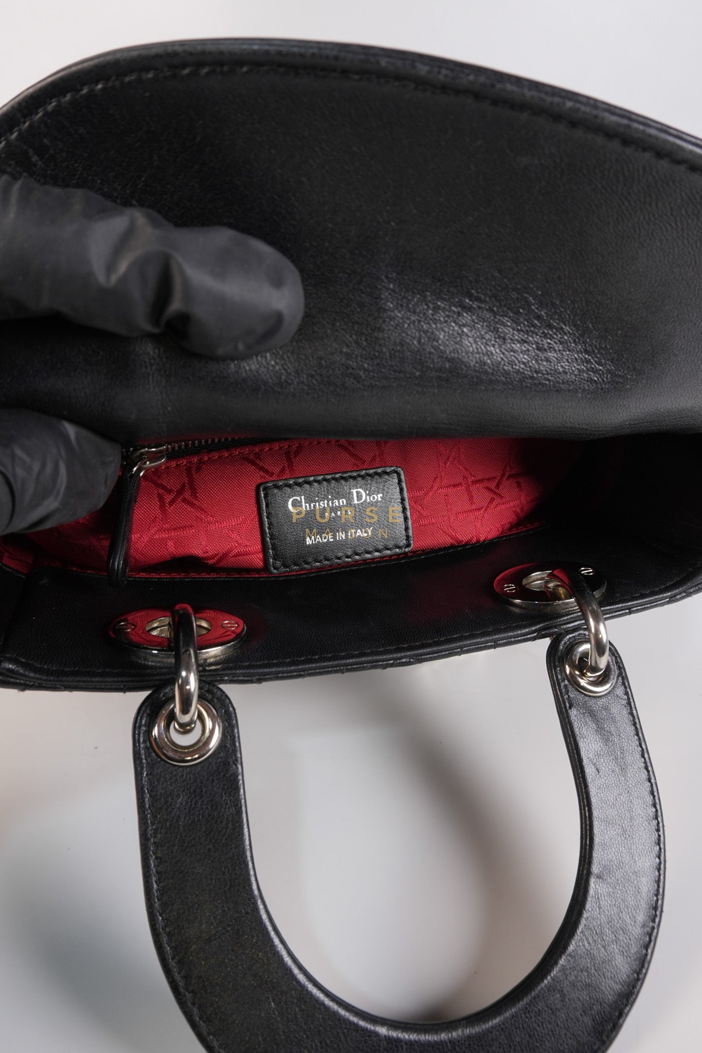 Lady Dior Small Lucky Badges in Black Lambskin Leather and Silver Hardware | Purse Maison Luxury Bags Shop