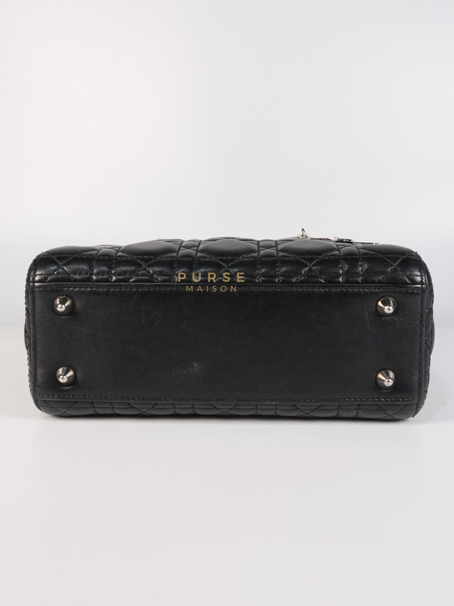 Lady Dior Small Lucky Badges in Black Lambskin Leather and Silver Hardware | Purse Maison Luxury Bags Shop