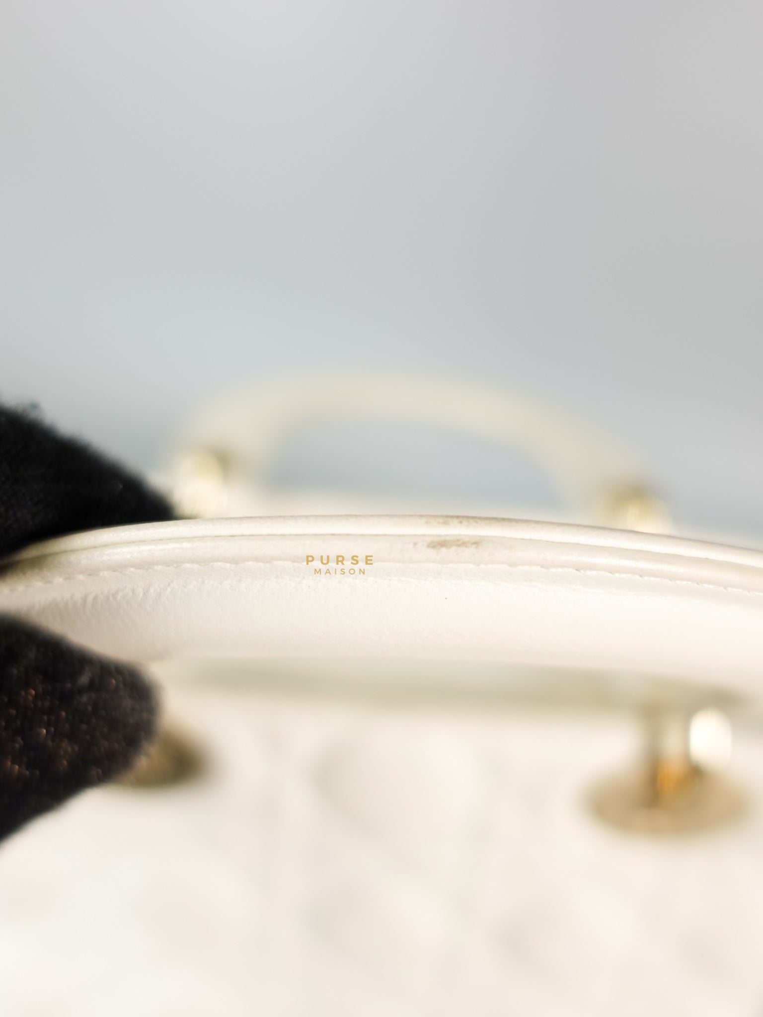 Lady Dior Small White Lambskin Leather in Light Gold Hardware | Purse Maison Luxury Bags Shop