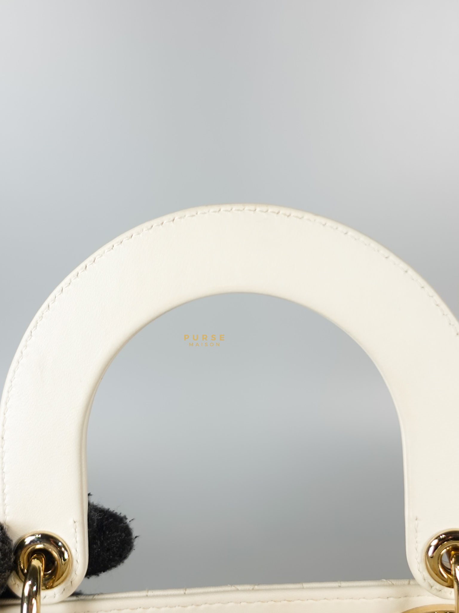 Lady Dior Small White Lambskin Leather in Light Gold Hardware | Purse Maison Luxury Bags Shop