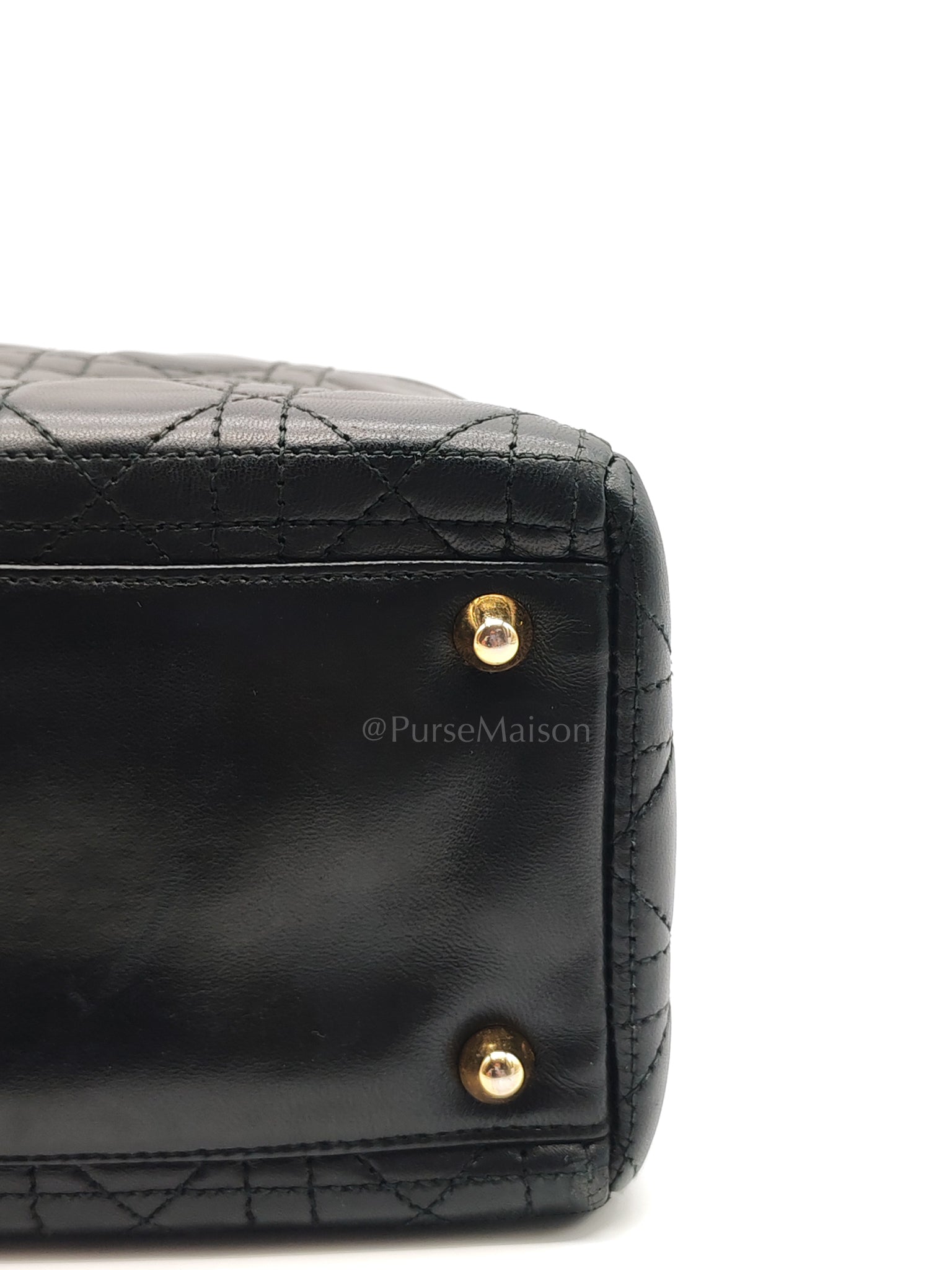 Lady Dior Vintage in Large Black Lambskin Leather Handbag | Purse Maison Luxury Bags Shop