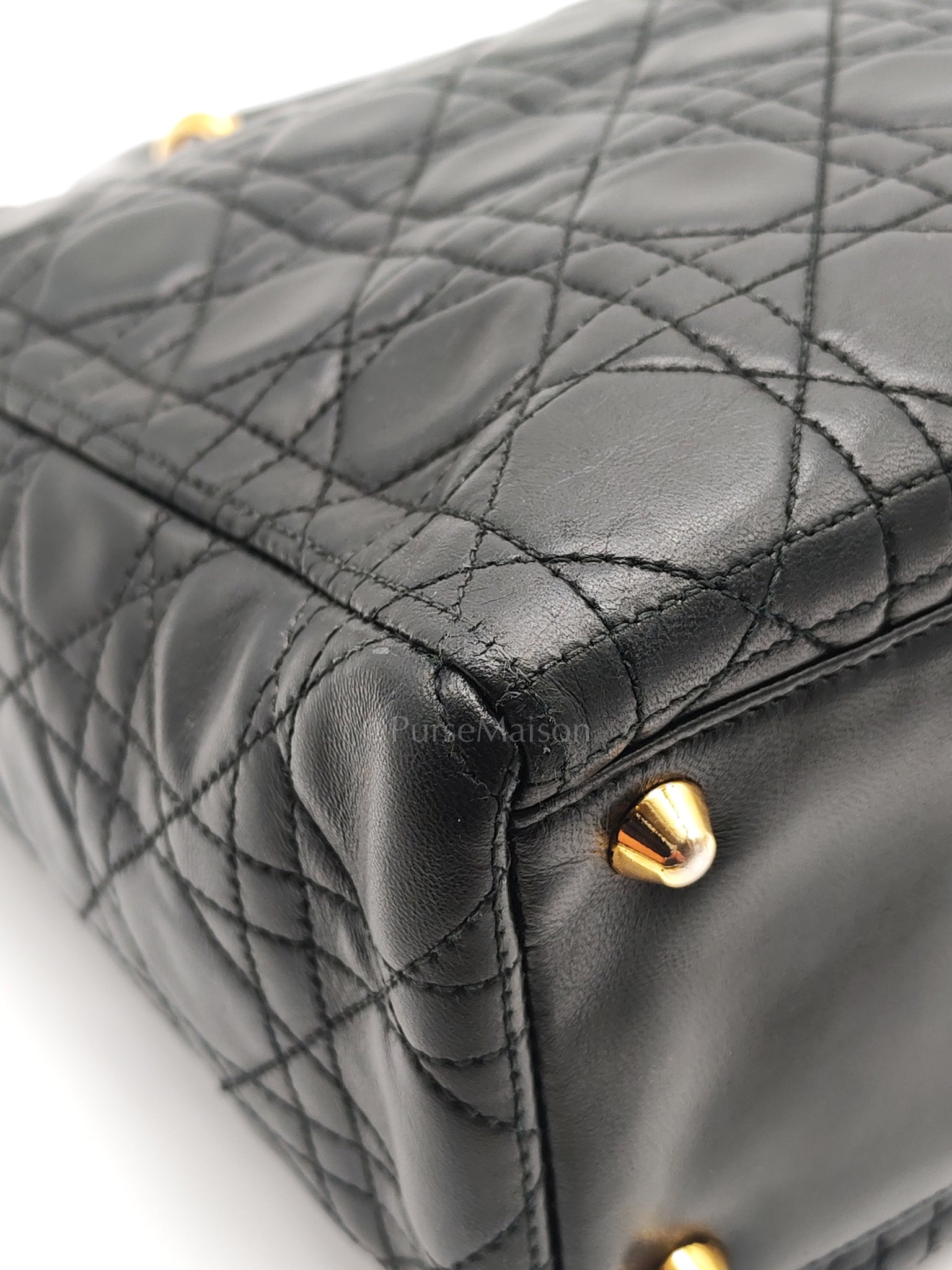 Lady Dior Vintage in Large Black Lambskin Leather Handbag | Purse Maison Luxury Bags Shop