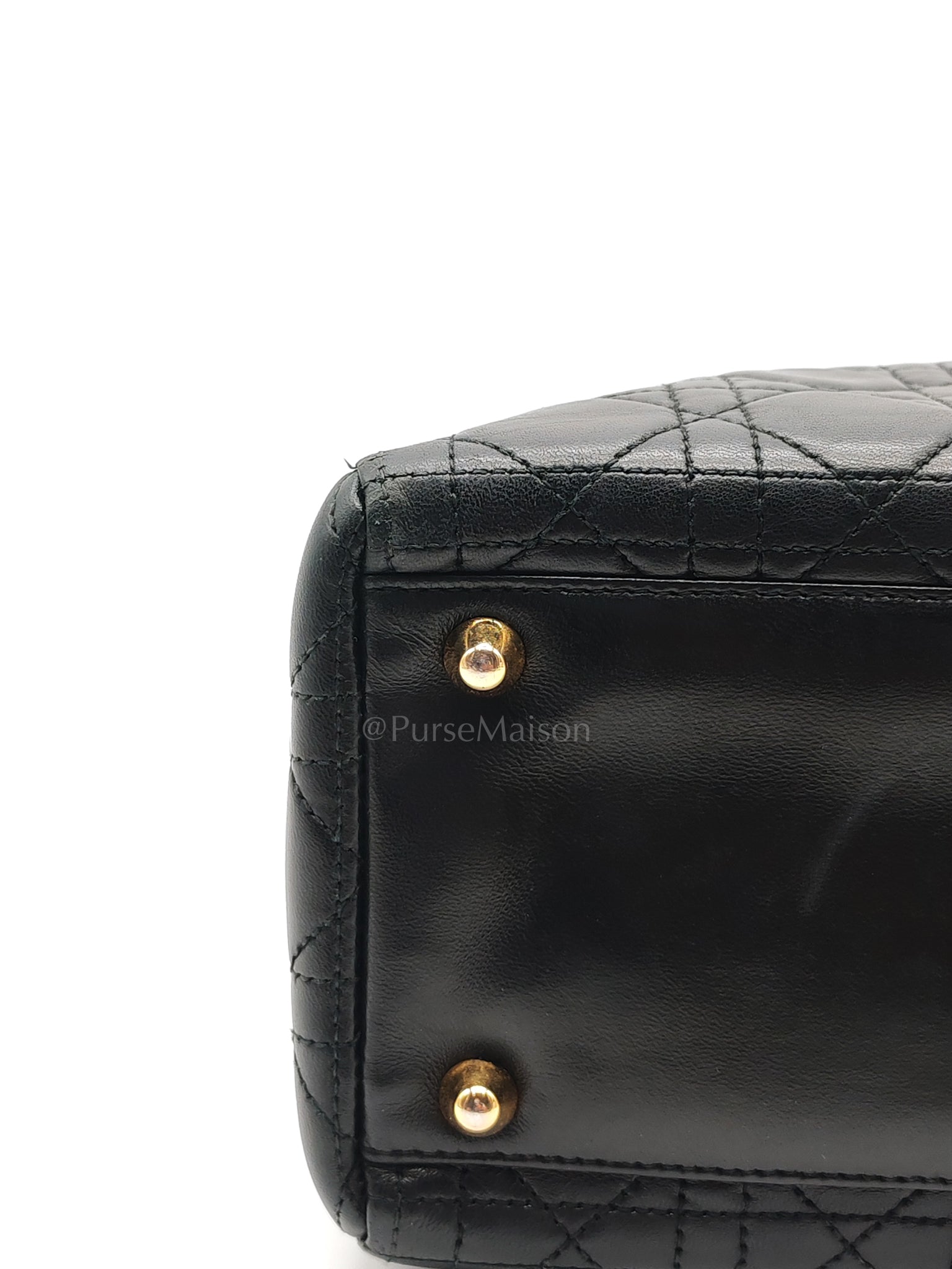 Lady Dior Vintage in Large Black Lambskin Leather Handbag | Purse Maison Luxury Bags Shop