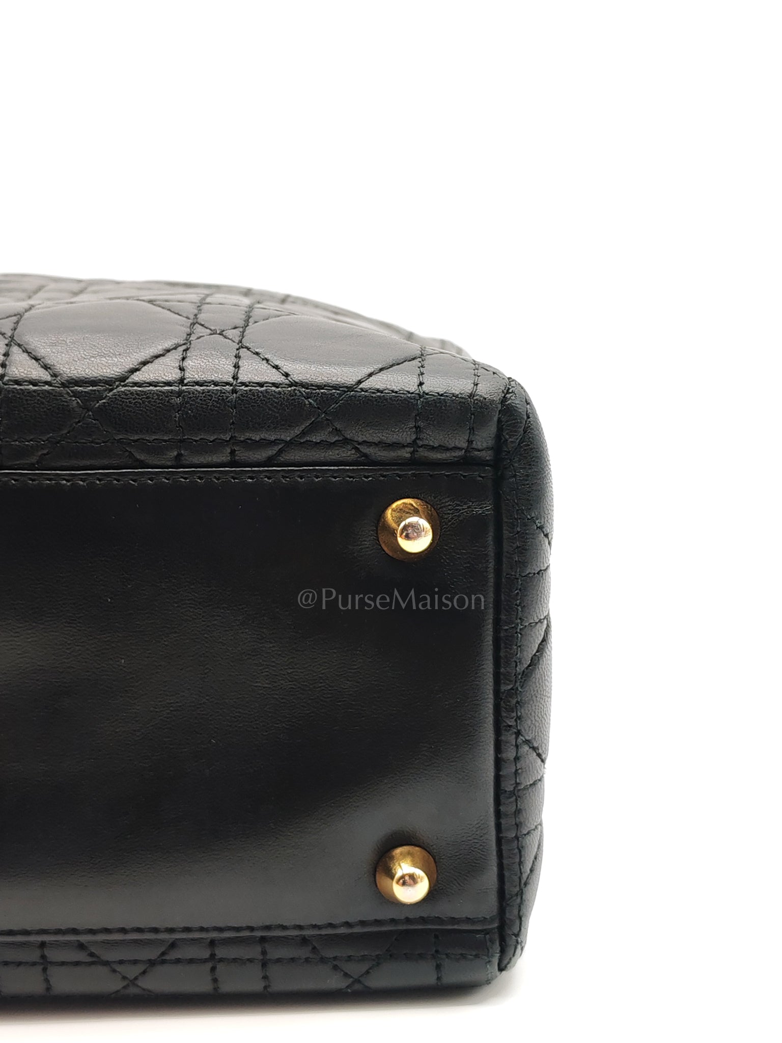 Lady Dior Vintage in Large Black Lambskin Leather Handbag | Purse Maison Luxury Bags Shop