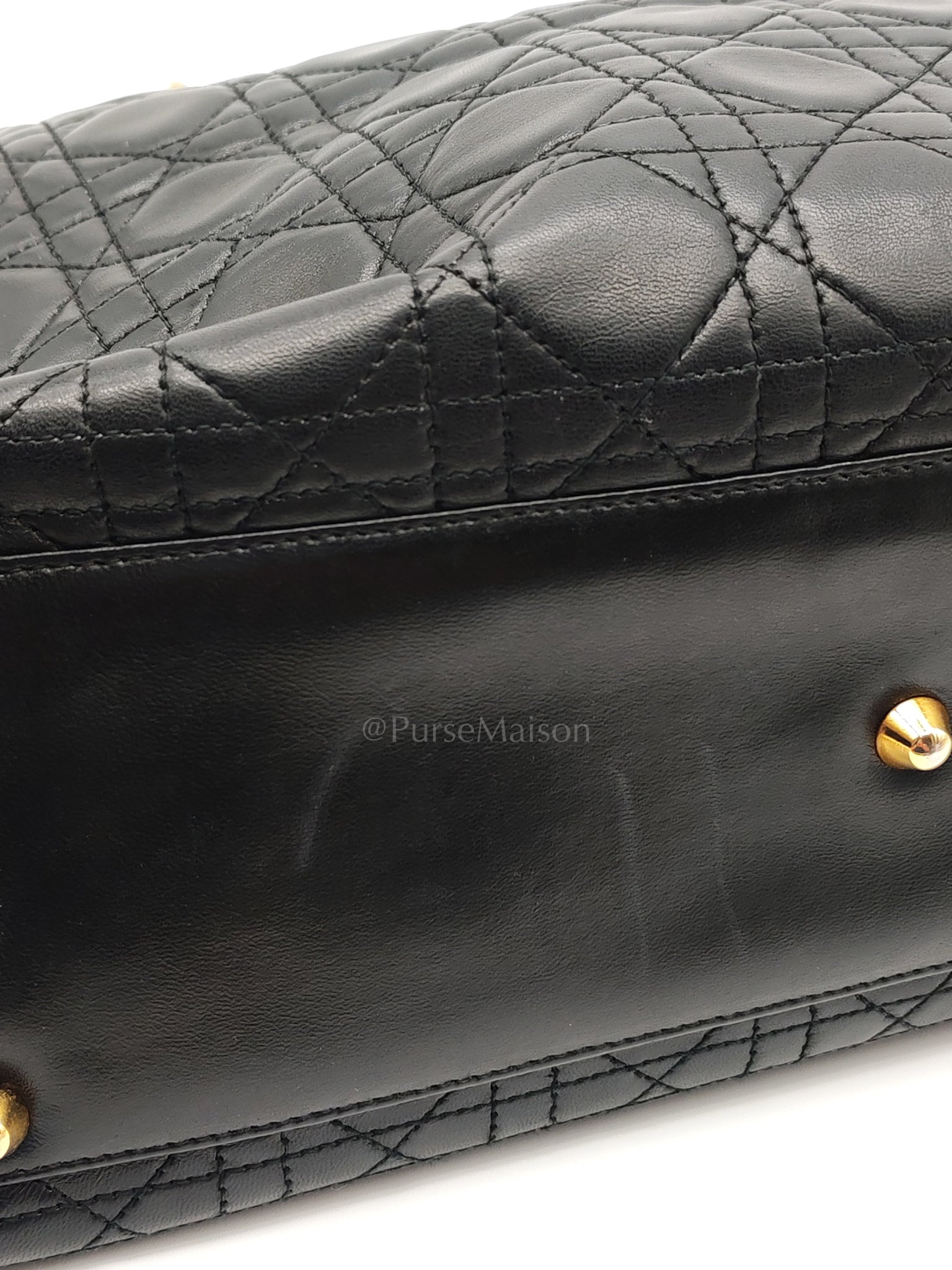 Lady Dior Vintage in Large Black Lambskin Leather Handbag | Purse Maison Luxury Bags Shop
